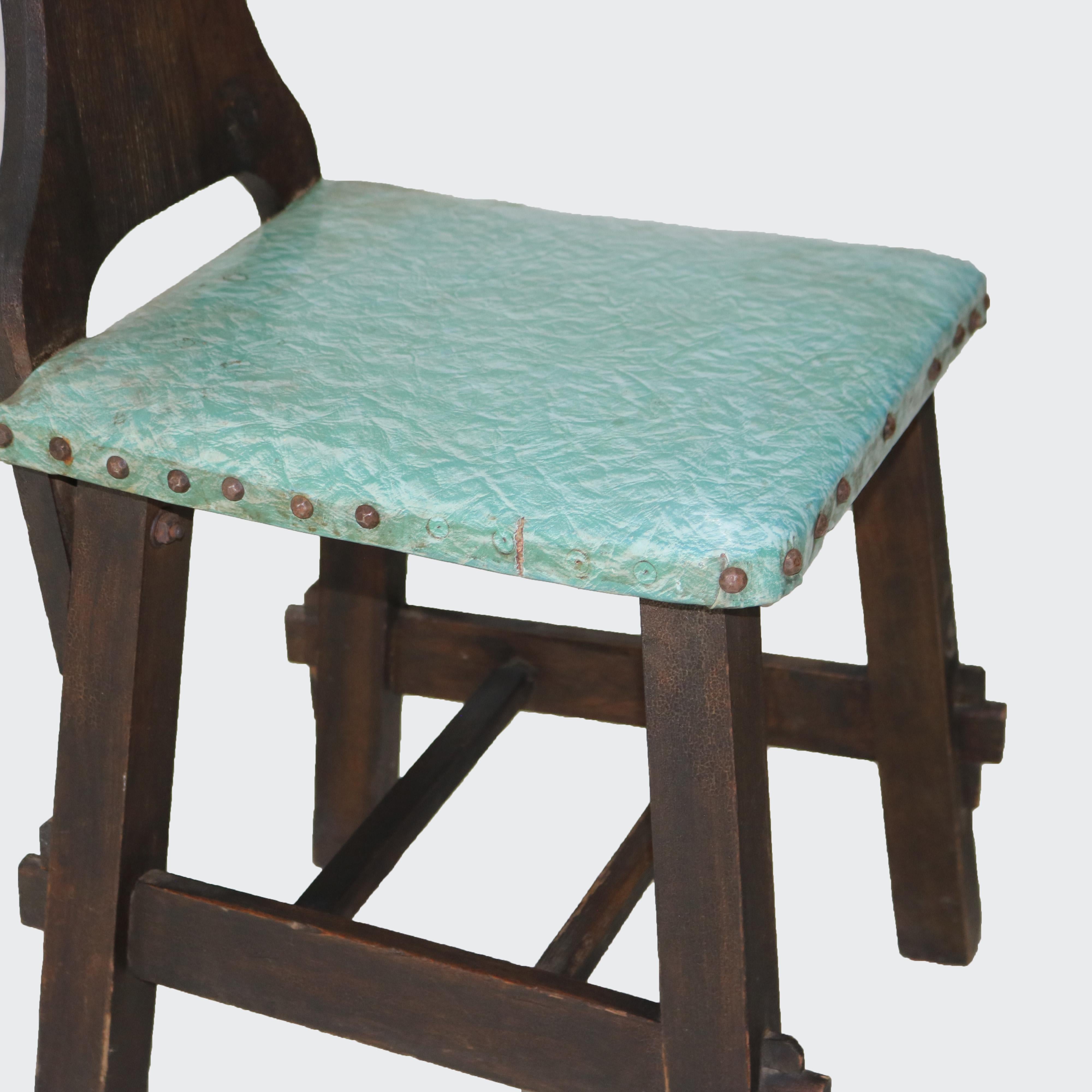 Cuatro sillas de comedor antiguas Arts & Crafts Limbert School Mission Oak Cutout c1920 4