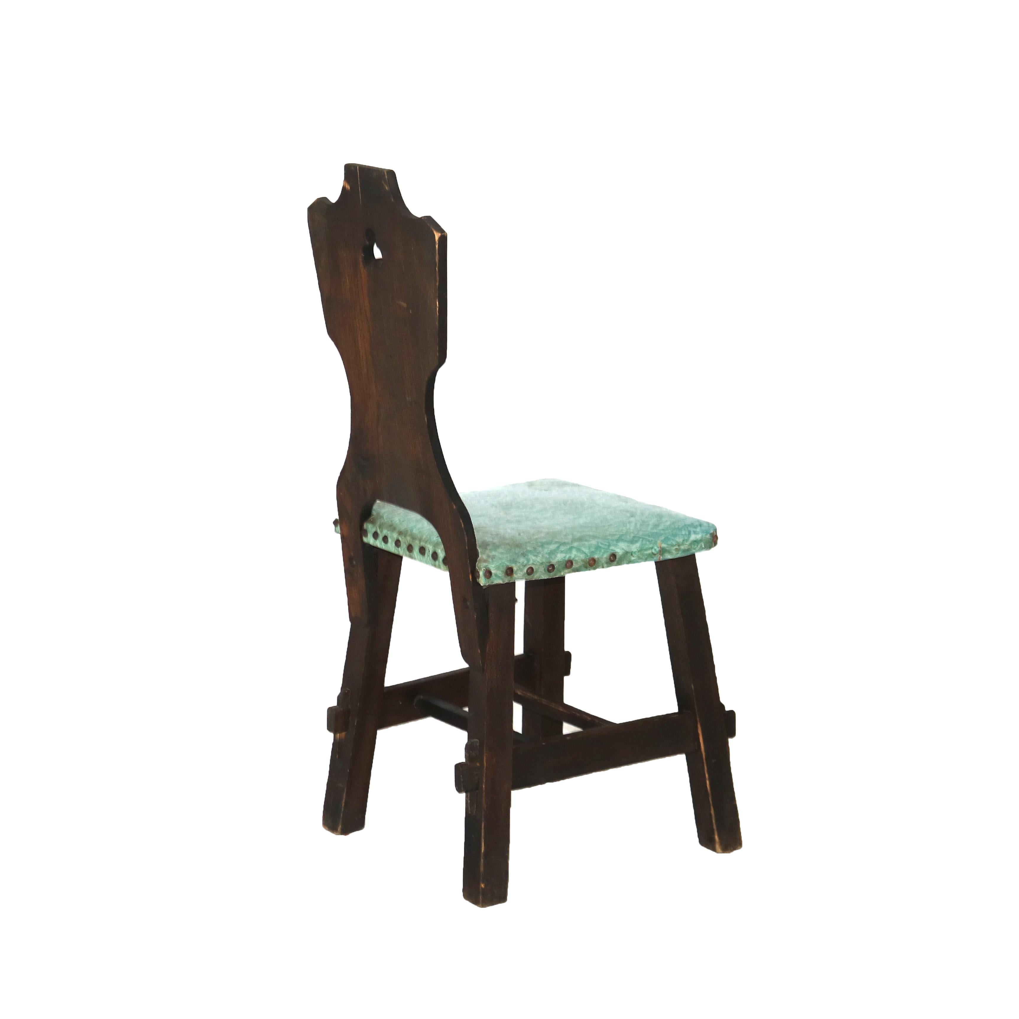 Cuatro sillas de comedor antiguas Arts & Crafts Limbert School Mission Oak Cutout c1920 Roble