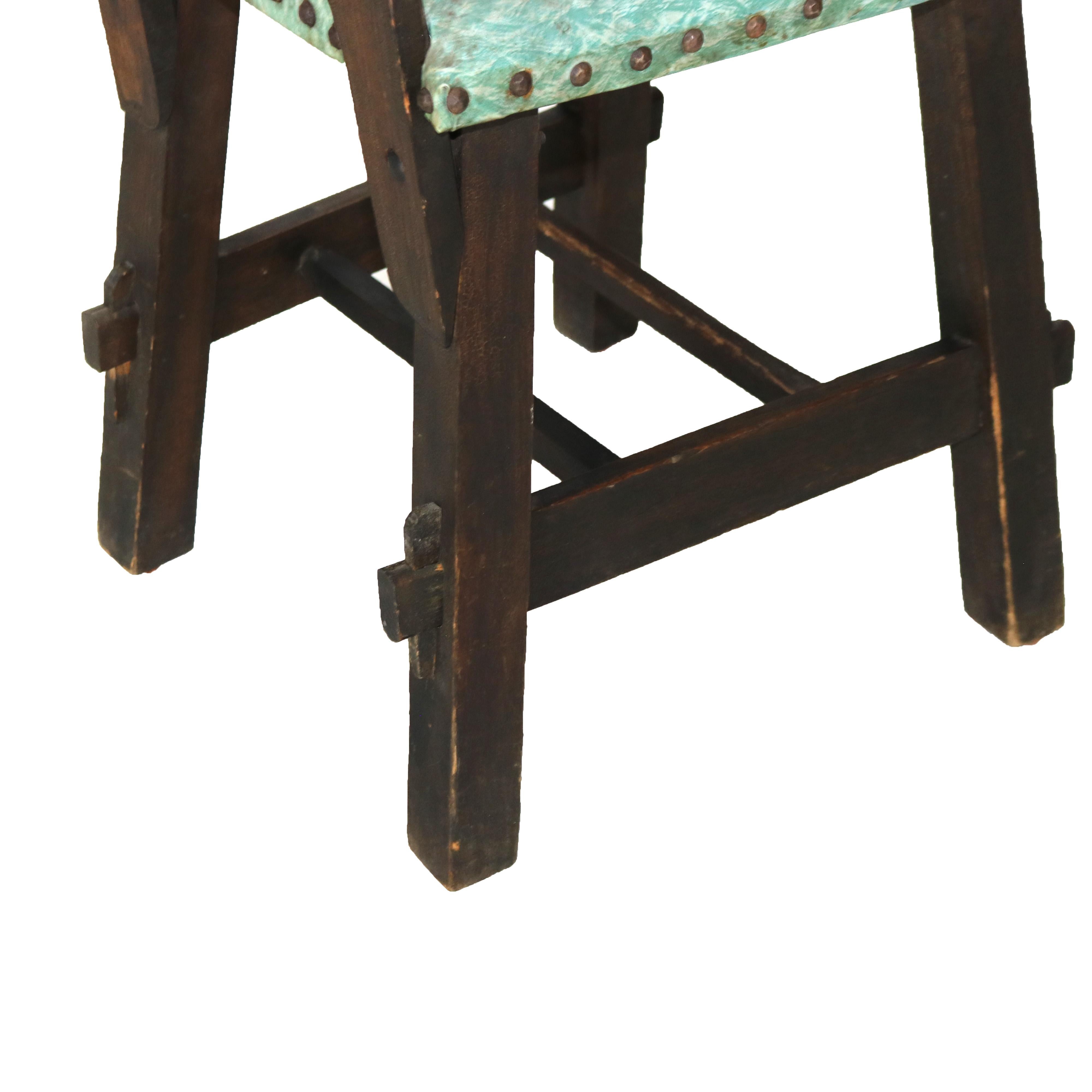 Cuatro sillas de comedor antiguas Arts & Crafts Limbert School Mission Oak Cutout c1920 1