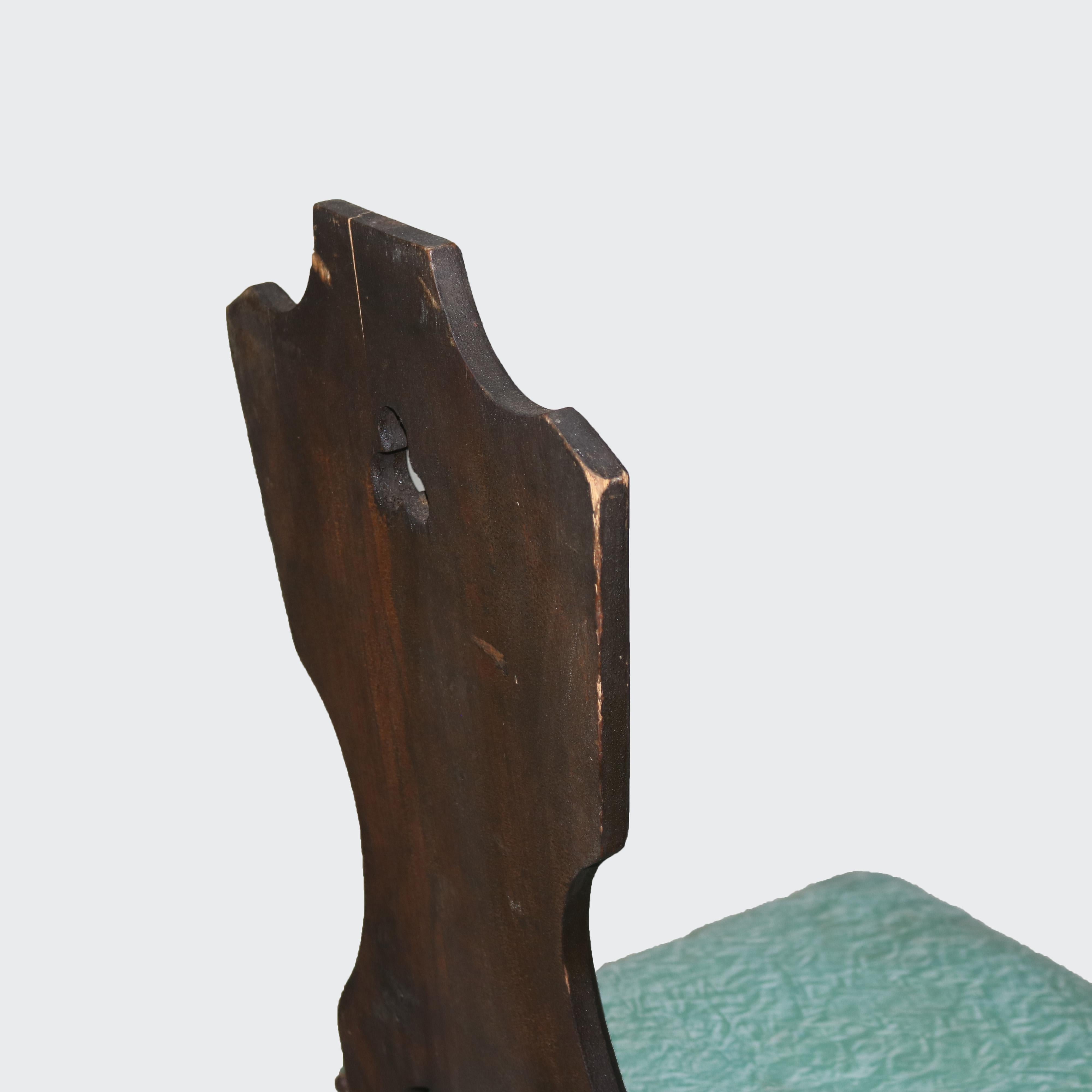 Cuatro sillas de comedor antiguas Arts & Crafts Limbert School Mission Oak Cutout c1920 3