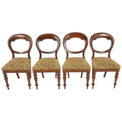 Four Antique Balloon Back Walnut Chairs, Dining Chairs, Scotland 1880, B2472