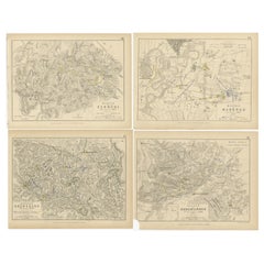 Quatre plans de bataille antiques d'Echmühl, Hohenlinden, Abensberg et Marengo, 1852