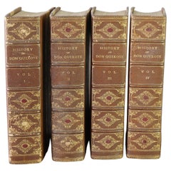 Four Antique Books "History of The Ingenious Gentleman Don Quixote" 19th C