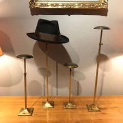 Four Antique Brass Display Hat and Wig Stands, 1900, France