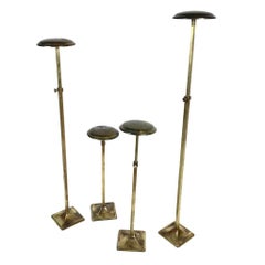 Four Antique Brass Display Hat and Wig Stands, 1900, France
