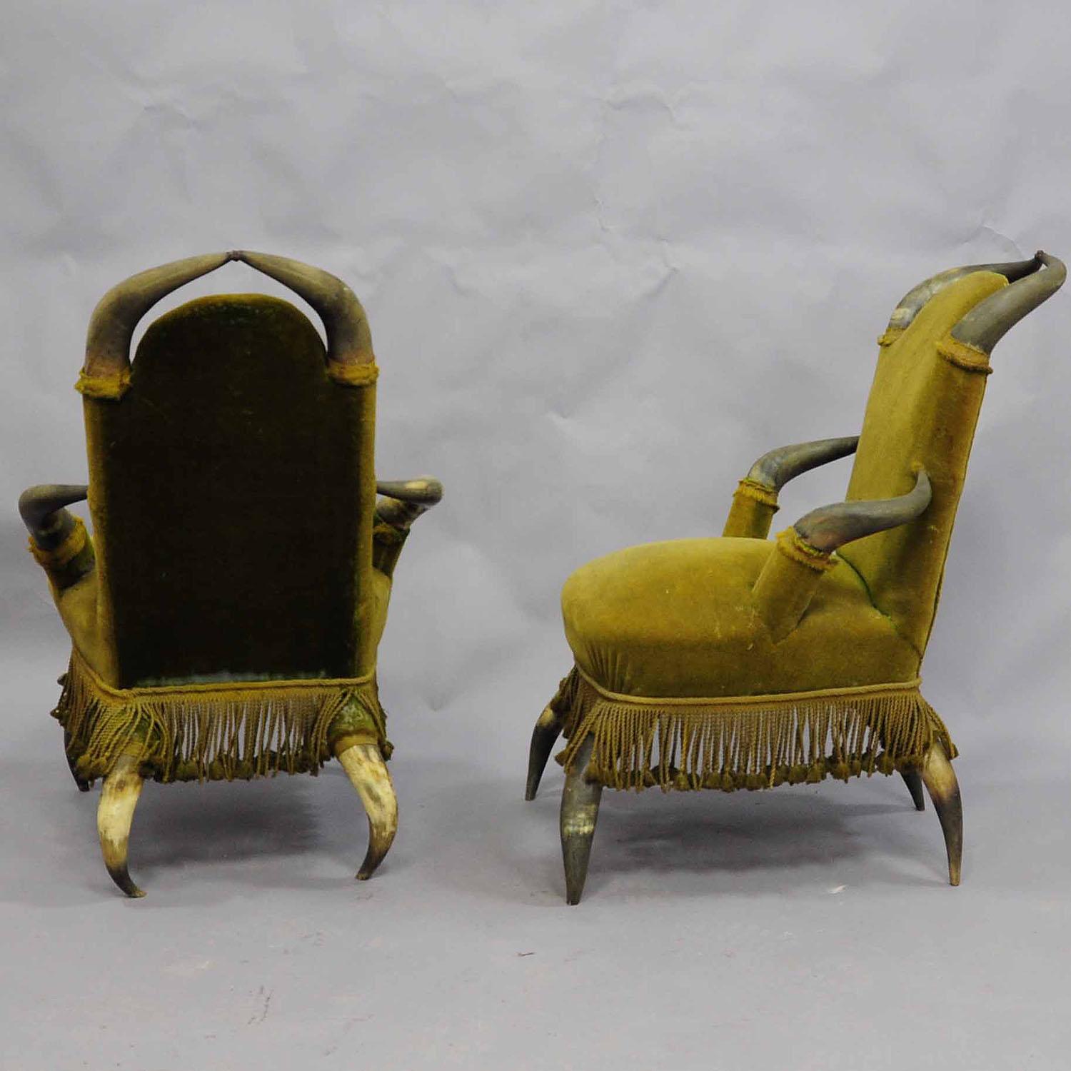 Austrian Four Antique Bull Horn Chairs ca. 1870 For Sale
