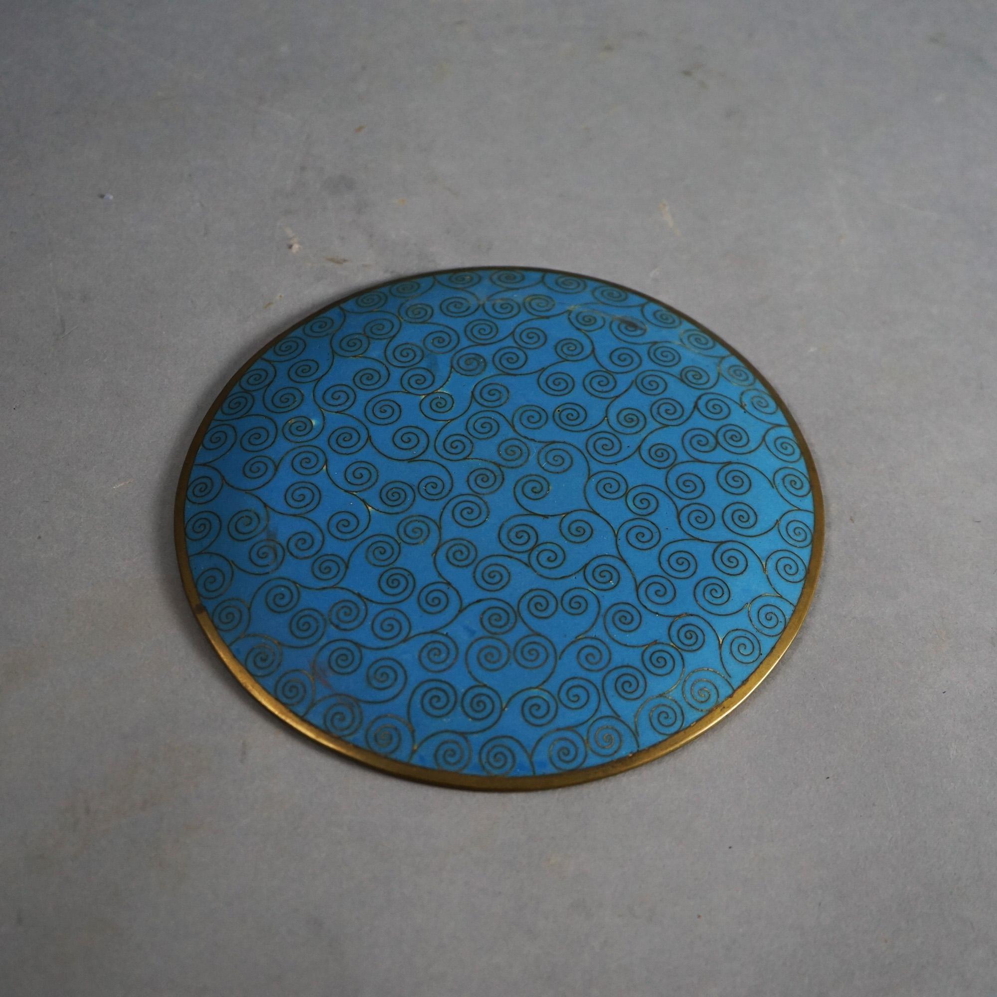 Cuatro Platos Antiguos Chinos Esmaltados de Cloisonné C1920 Cloissoné