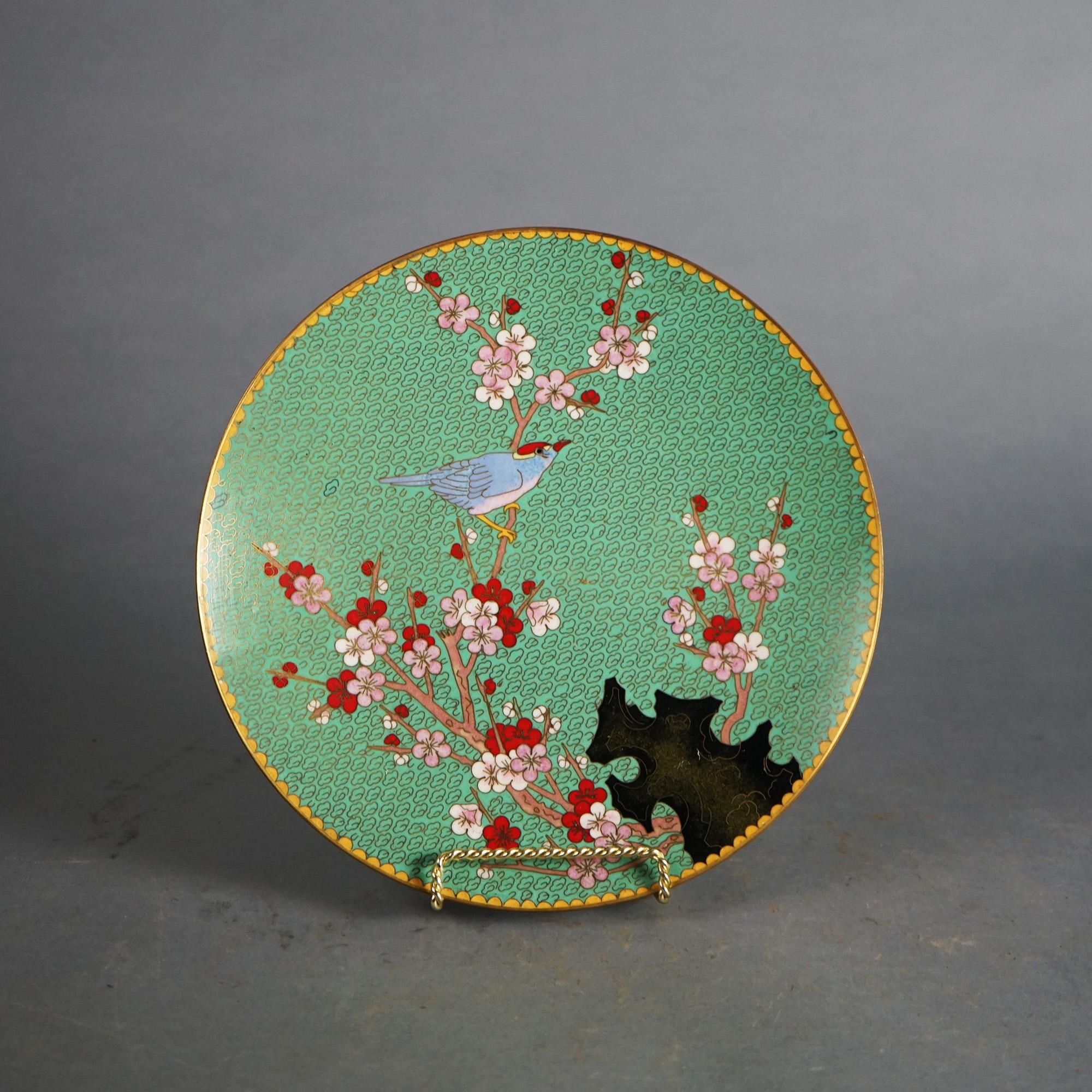 Cuatro Platos Antiguos Chinos Esmaltados de Cloisonné C1920 Metal
