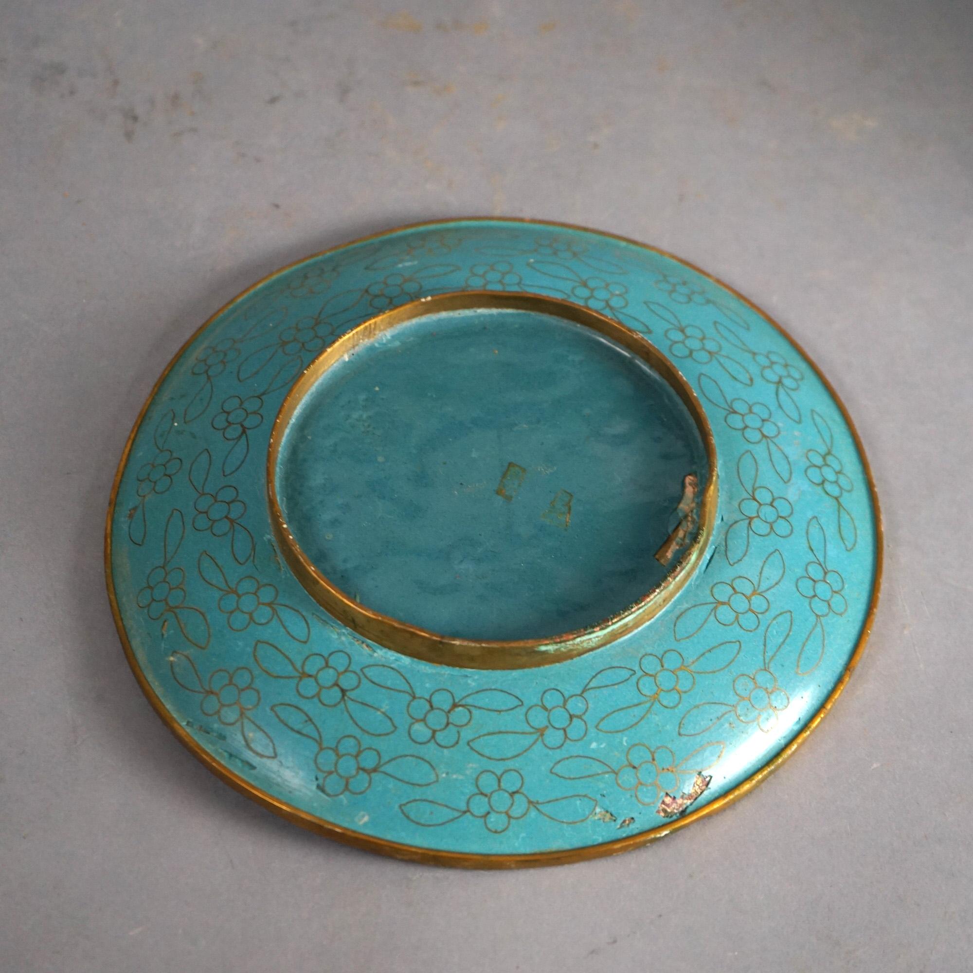 Cuatro Platos Antiguos Chinos Esmaltados de Cloisonné C1920 1