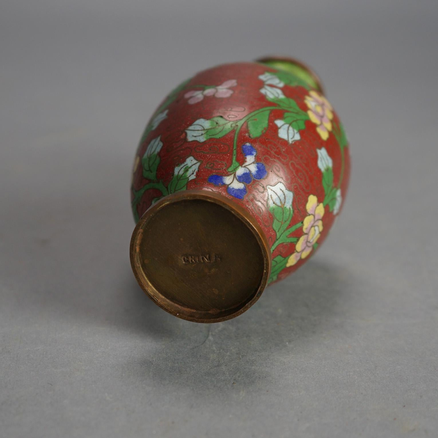 Antike chinesische Cloisonné-Vasen, emailliert, um 1920 im Angebot 3