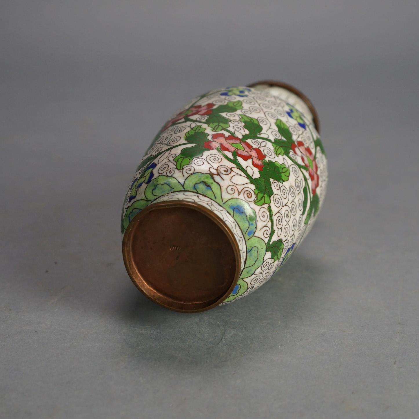 Antike chinesische Cloisonné-Vasen, emailliert, um 1920 (Metall) im Angebot