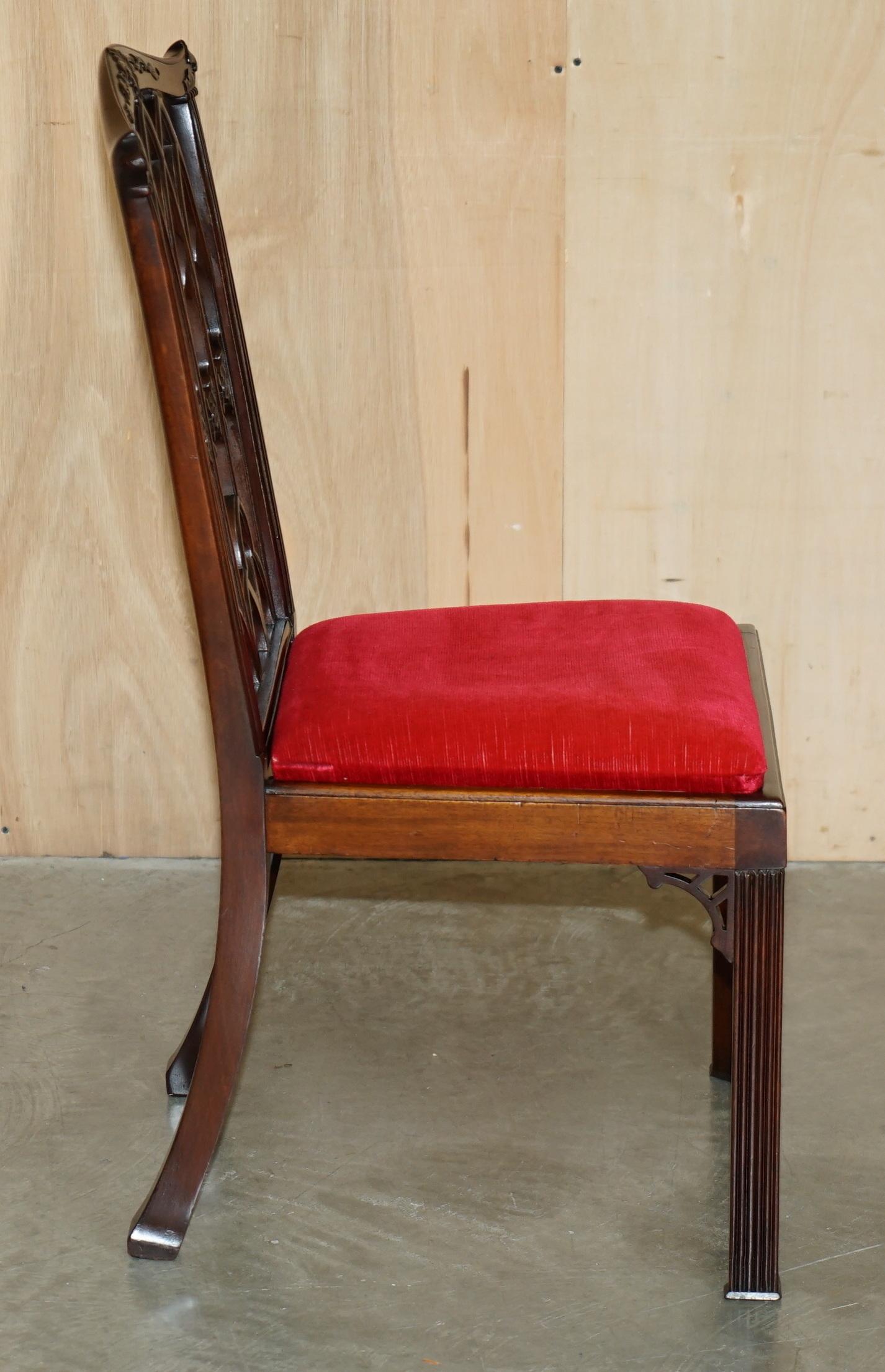 QUATTRO SEDIE DA CENA ANTICHE CIRCA 1900 INGLESE Thomas Chippendale GOTHIC REVIVAL in vendita 4