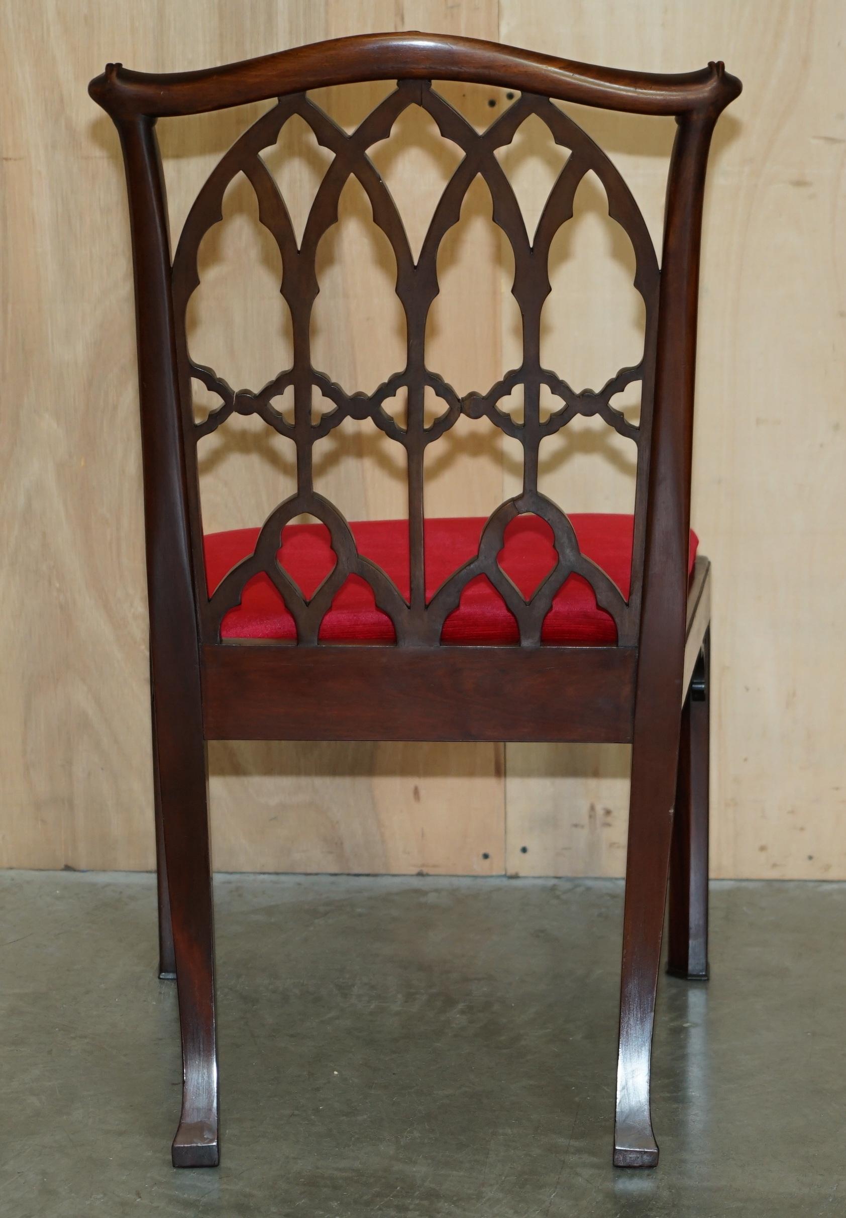 QUATTRO SEDIE DA CENA ANTICHE CIRCA 1900 INGLESE Thomas Chippendale GOTHIC REVIVAL in vendita 6