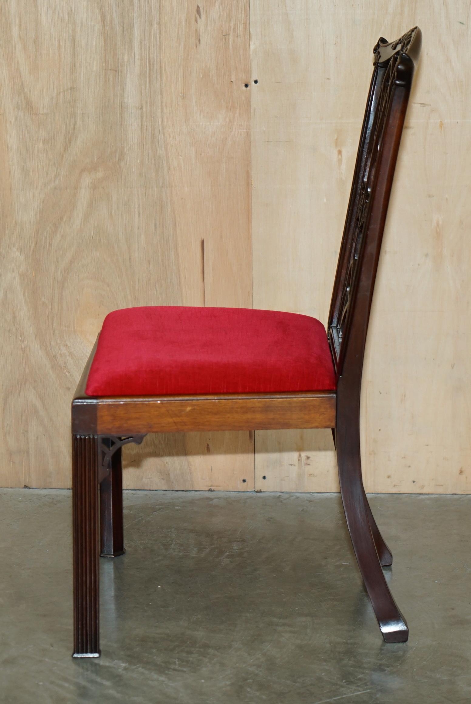 QUATTRO SEDIE DA CENA ANTICHE CIRCA 1900 INGLESE Thomas Chippendale GOTHIC REVIVAL in vendita 7