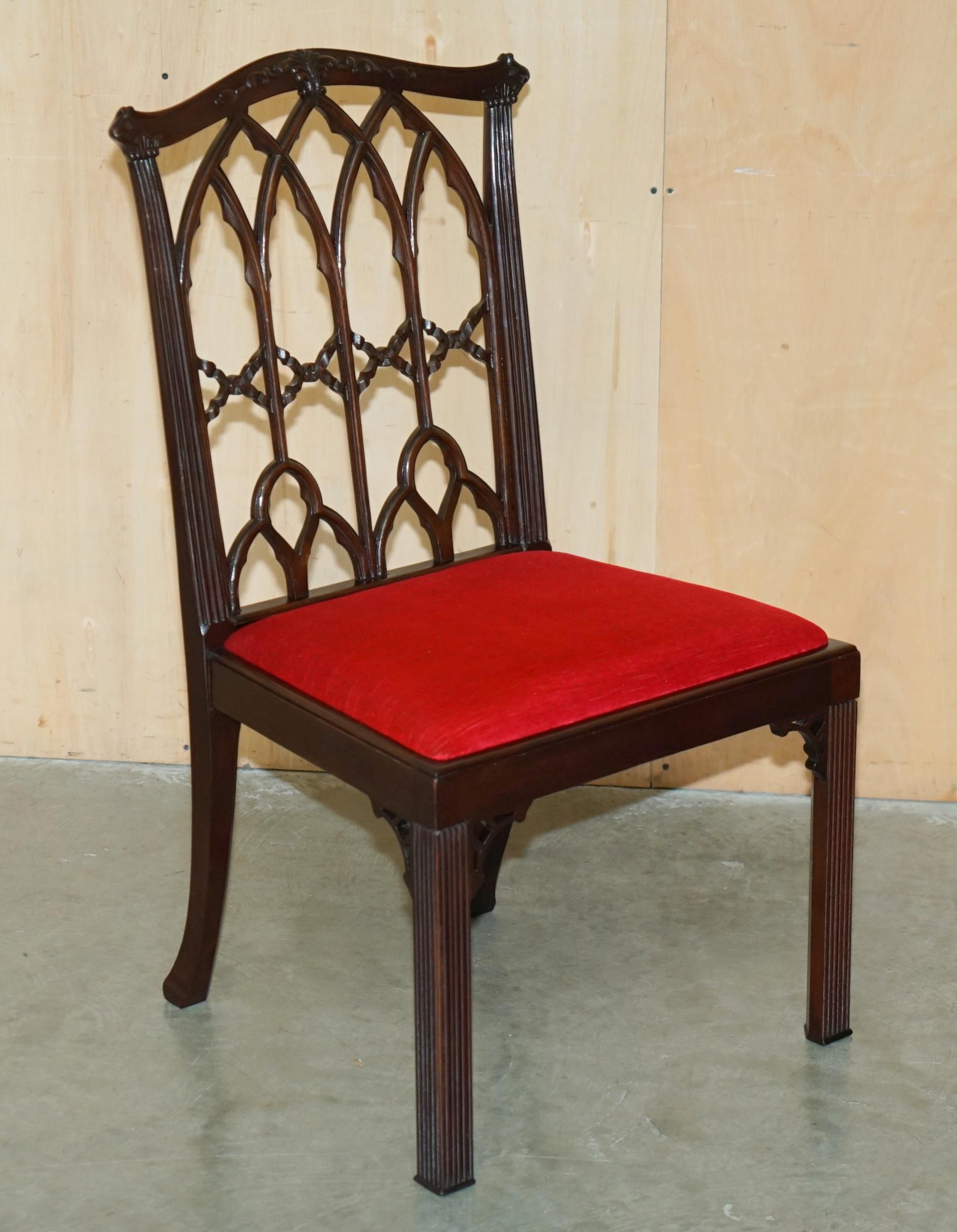 QUATTRO SEDIE DA CENA ANTICHE CIRCA 1900 INGLESE Thomas Chippendale GOTHIC REVIVAL in vendita 11