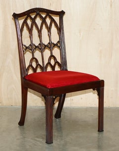 FOUR ANTIQUE CIRCA 1900 ENGLISH THOMAS CHIPPENDALE GOTHIC REVIVAL DINING CHAIRs