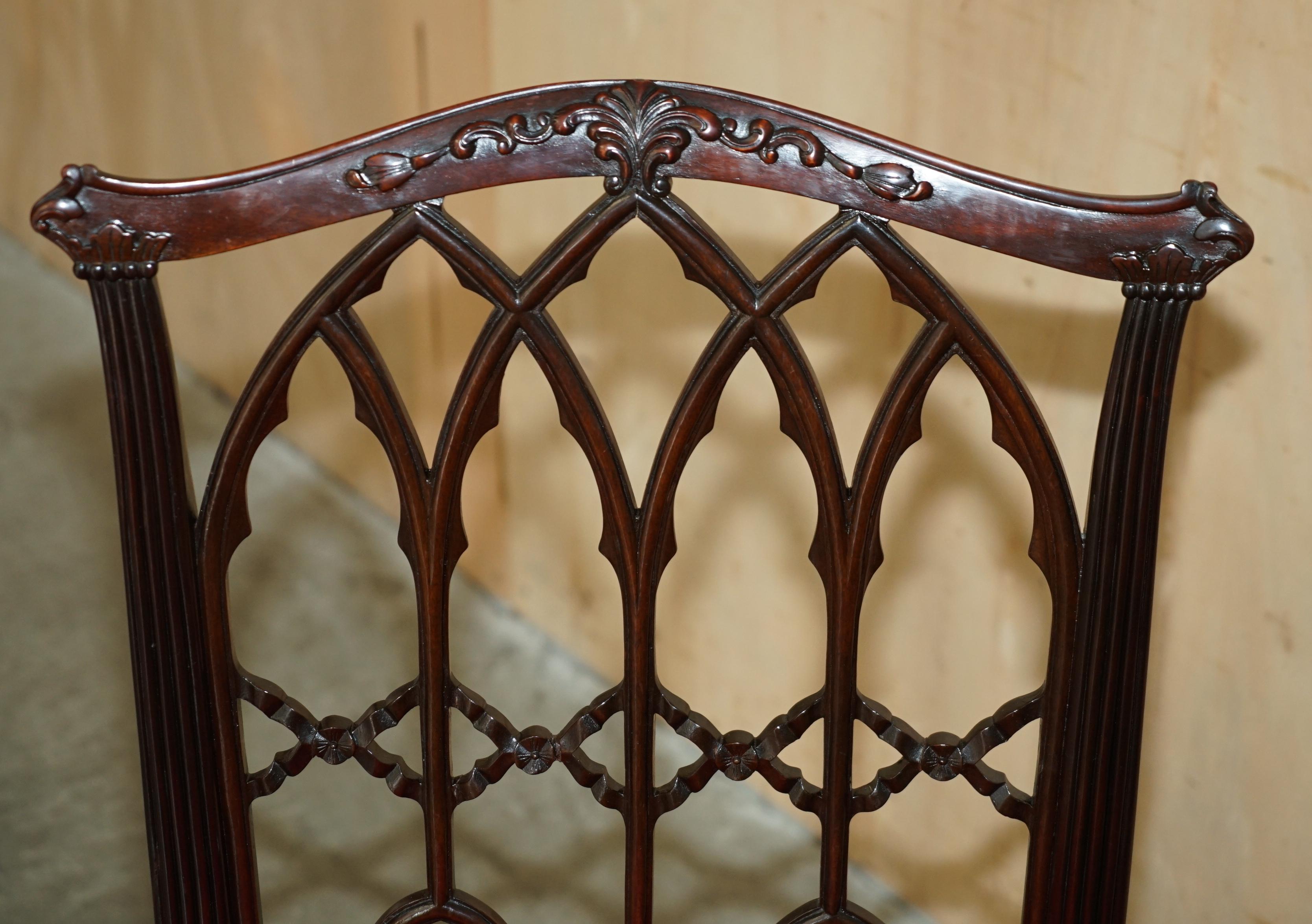 QUATTRO SEDIE DA CENA ANTICHE CIRCA 1900 INGLESE Thomas Chippendale GOTHIC REVIVAL in vendita 12