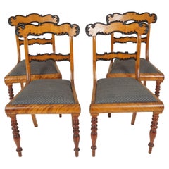 Four Antique Dining Chairs, French Biedermeier Style, Birch, 1910, B2835