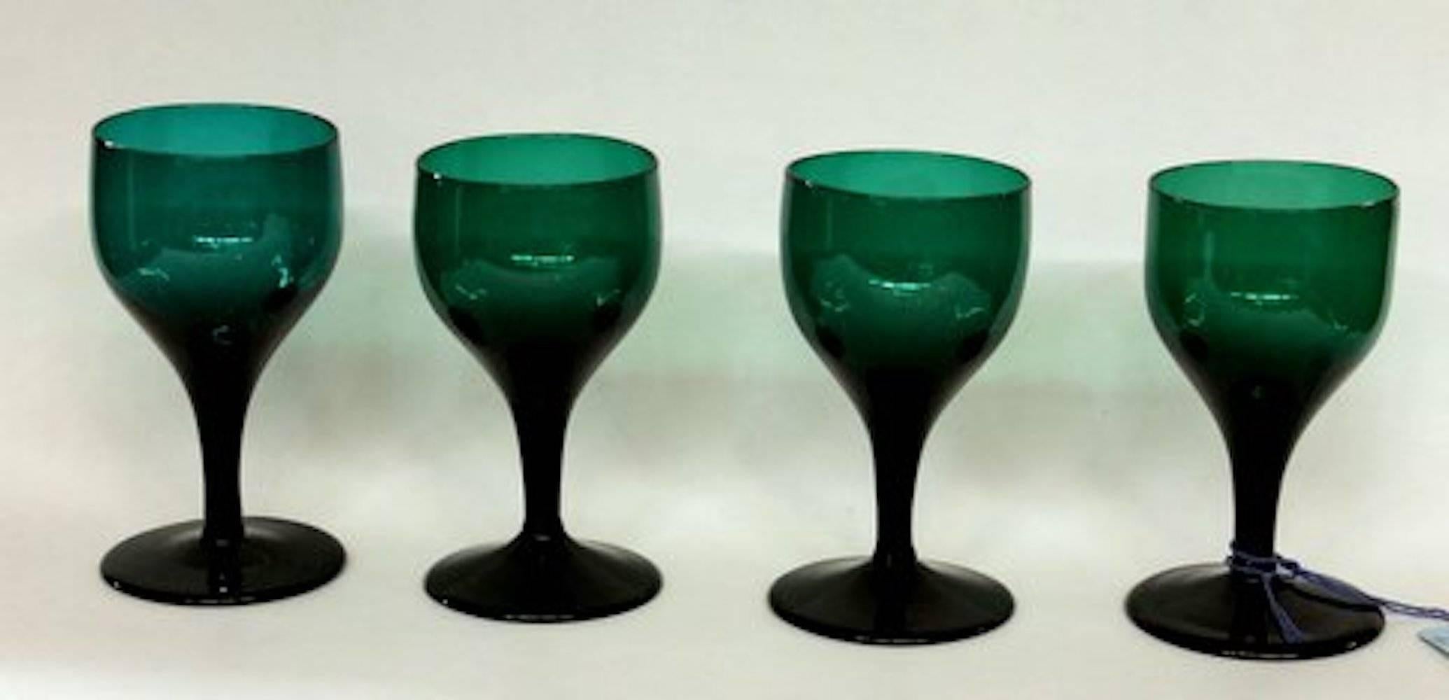antique green wine glasses