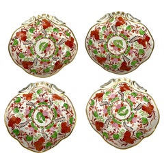 Four Antique English Porcelain Shell Shaped Dishes Made circa 1810