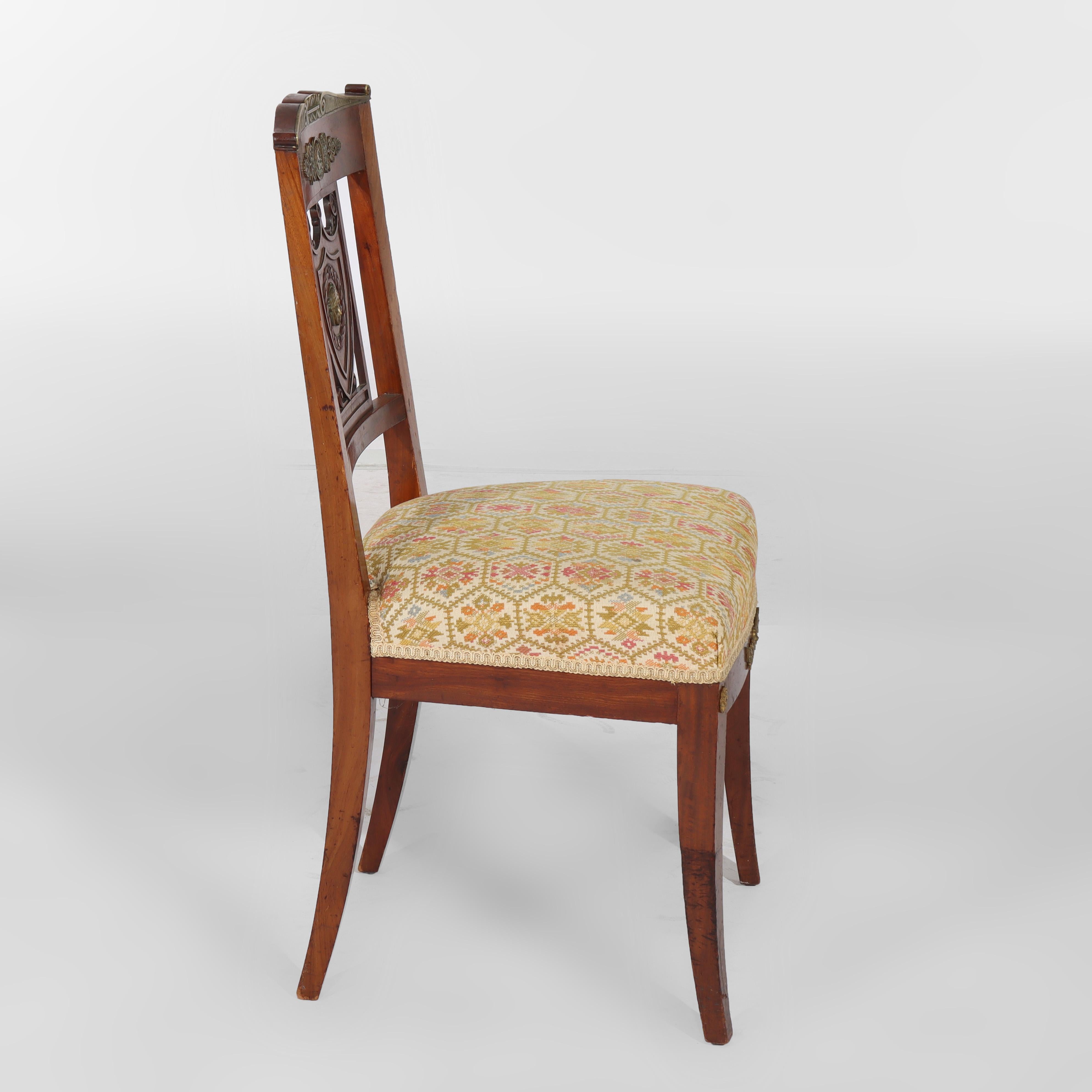 Four Antique French Empire Kingwood & Figural Ormolu Classical Dining Chairs For Sale 1