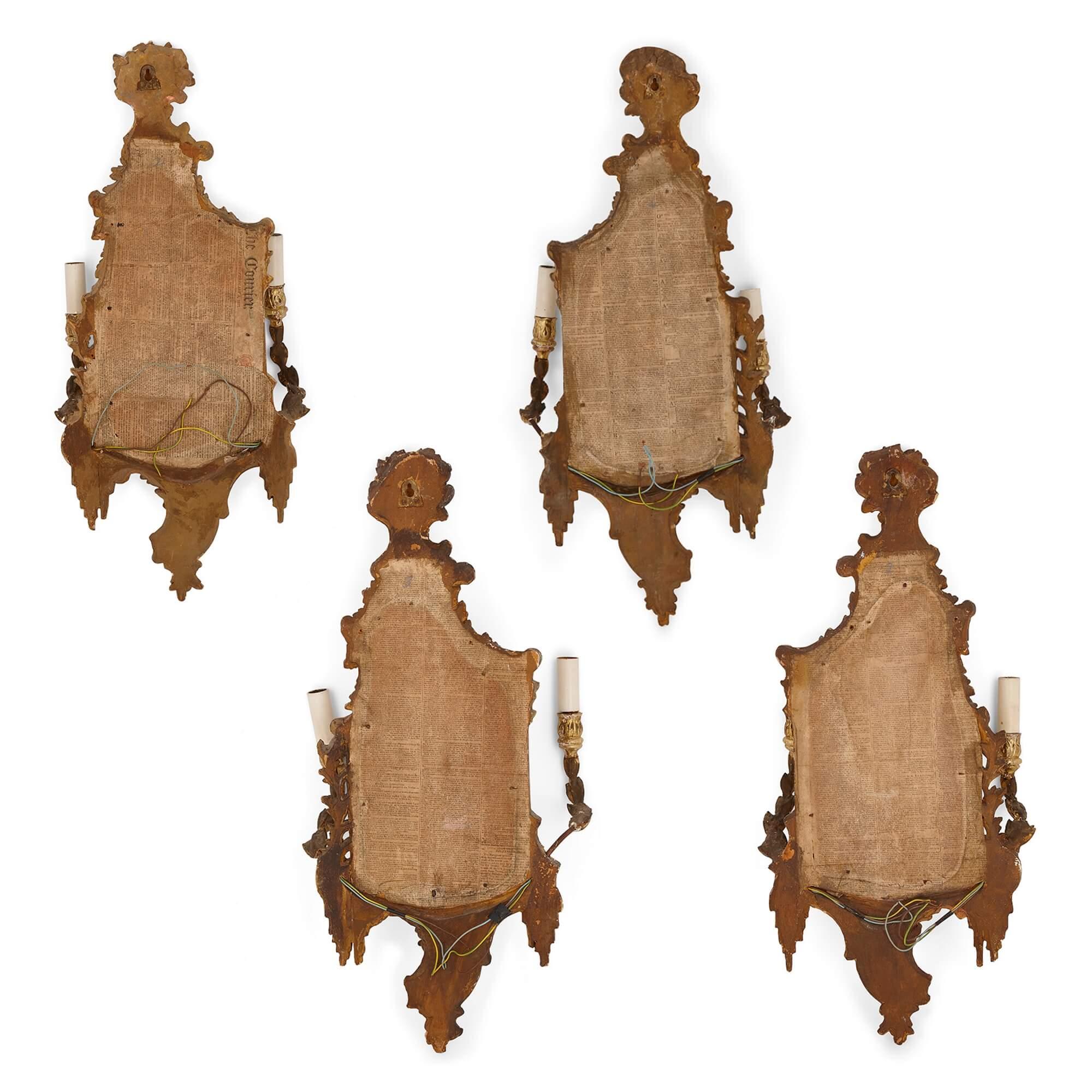 19th Century Four Antique French Girandoles in the Rococo-Style   For Sale