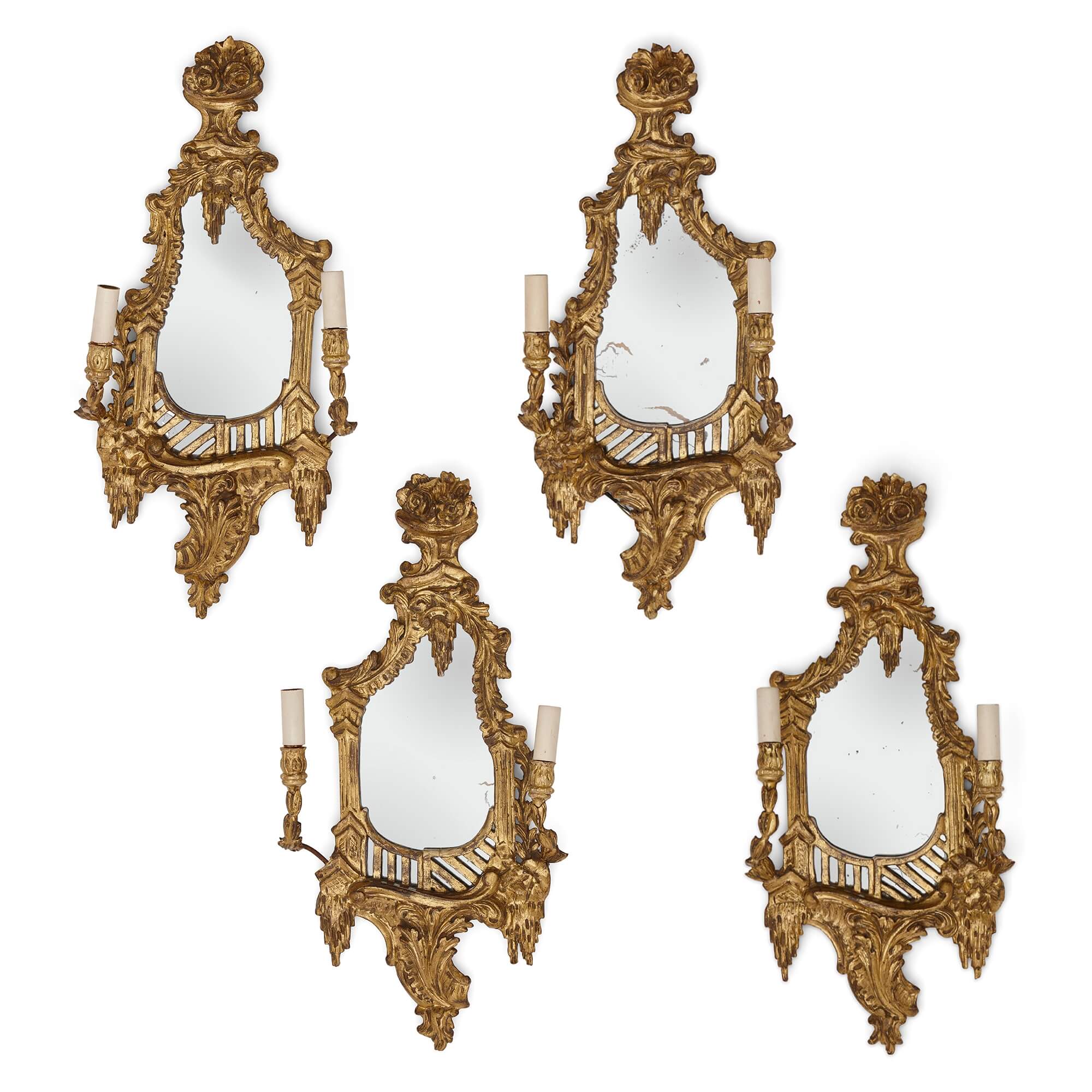 Four Antique French Girandoles in the Rococo-Style   For Sale