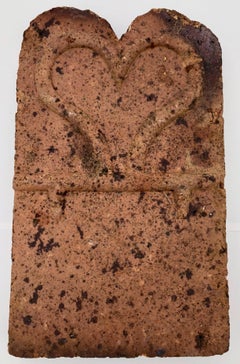 Four Antique French Glazed Terracotta Tiles Handmade for a Garden, Early 1900s