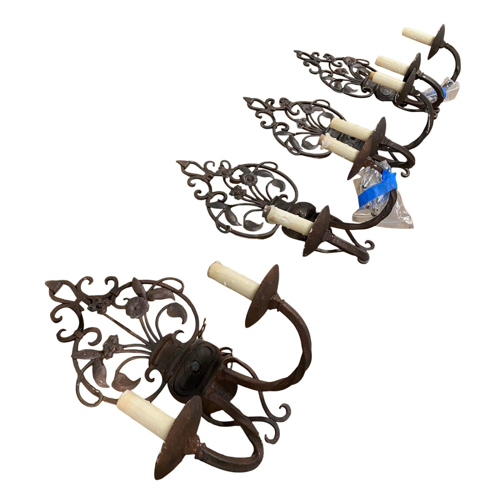 Antique French Wrought Iron Sconces

Four available.

$2,800 for all four or $700 each.

19″H x 12 1/2″W x 7 1/2″D