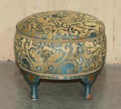 FOUR ANTIQUE GREEN CHINESE CHINOISERIE FOOTSTOOLS POUFFES PART OF A LARGE SUiTE
