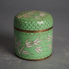 Four Antique Japanese Cloisonne Floral Enameled Vases & Covered Box C1920