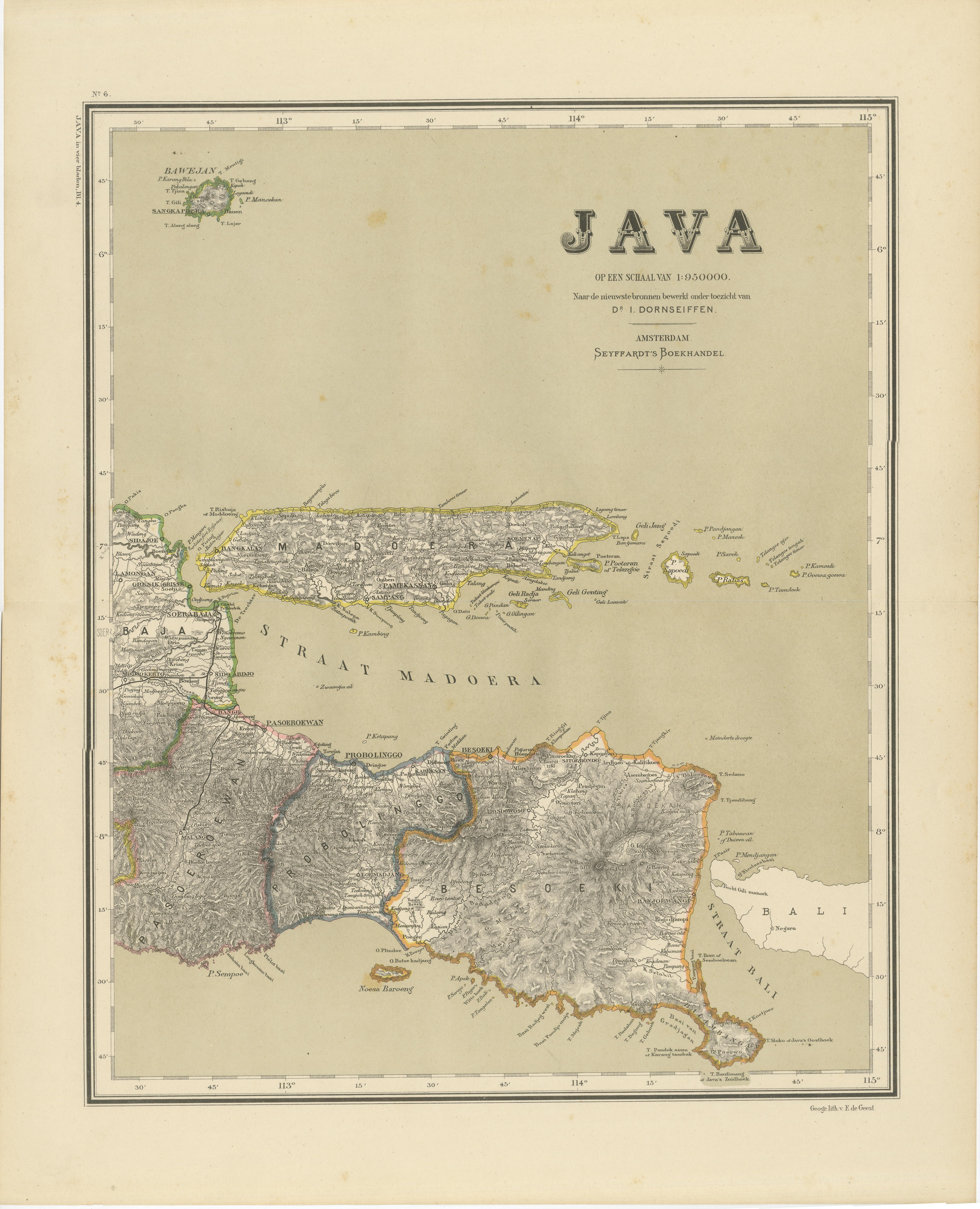 Cuatro mapas antiguos de Java con plano de Batavia - Juego de pared de las Indias Orientales Holandesas de 1880 Fines del siglo XIX en venta