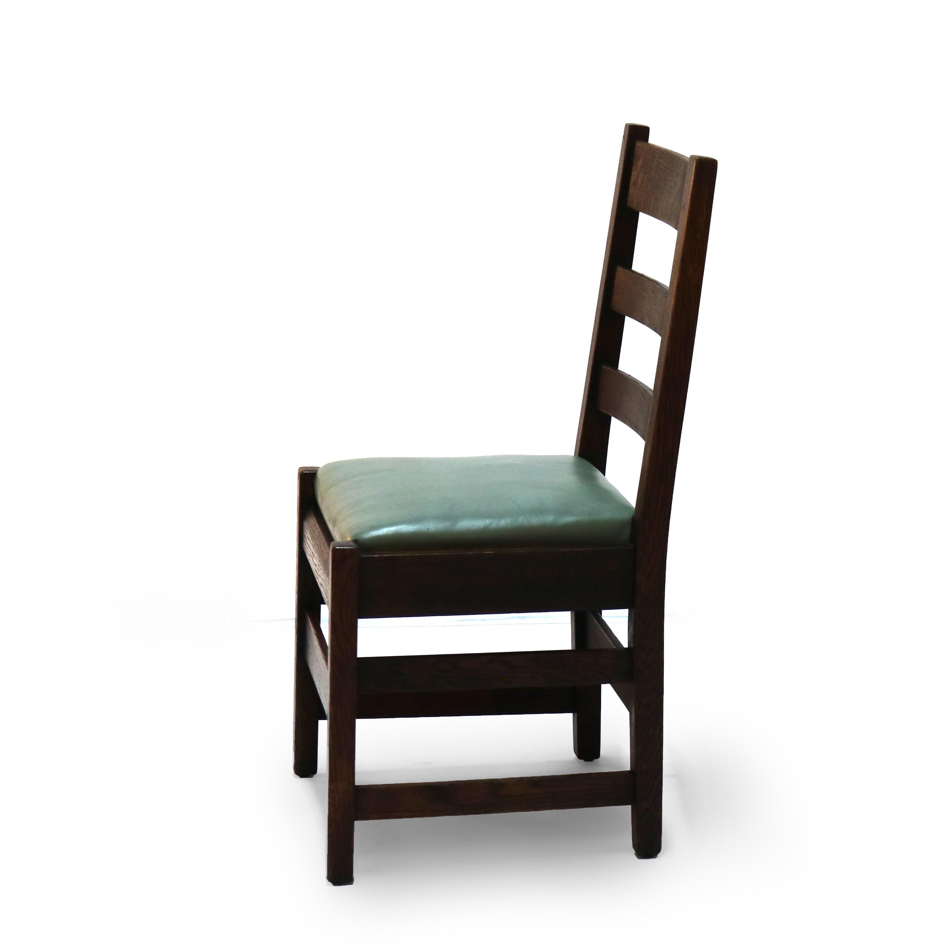 Arts and Crafts Four Antique L & JG Stickley Arts & Crafts Mission Oak Dining Chairs c1910