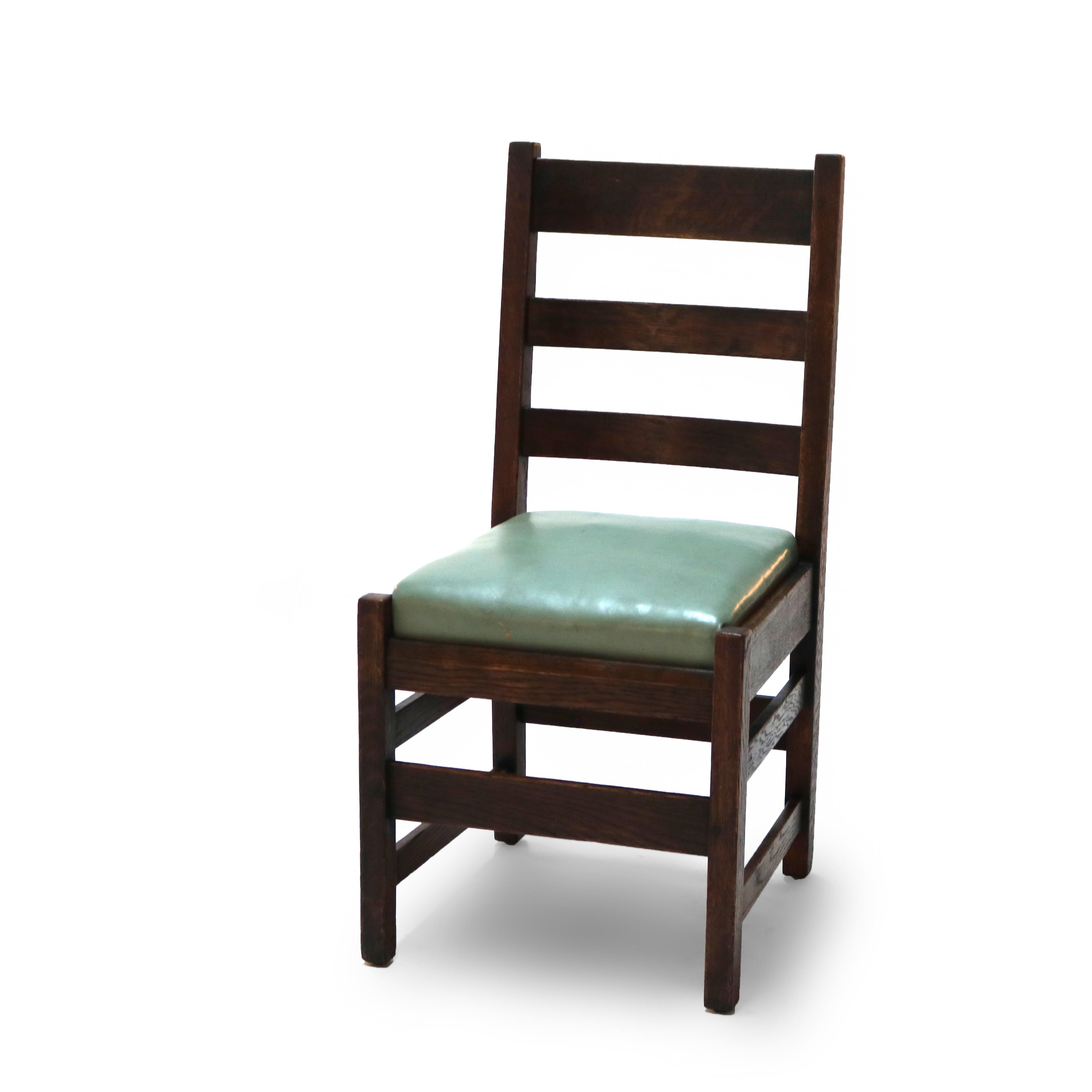 Four Antique L & JG Stickley Arts & Crafts Mission Oak Dining Chairs c1910 In Good Condition In Big Flats, NY