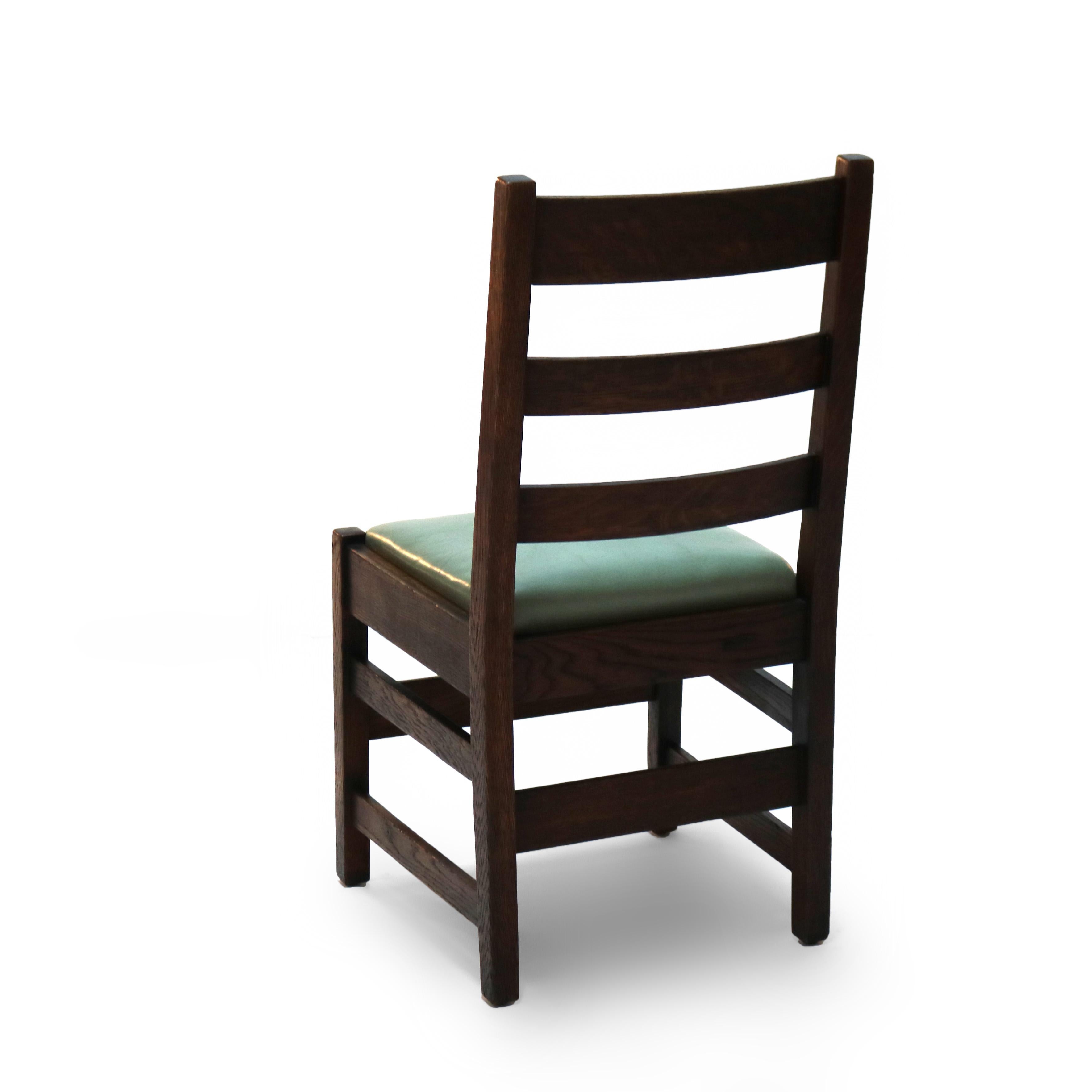 20th Century Four Antique L & JG Stickley Arts & Crafts Mission Oak Dining Chairs c1910