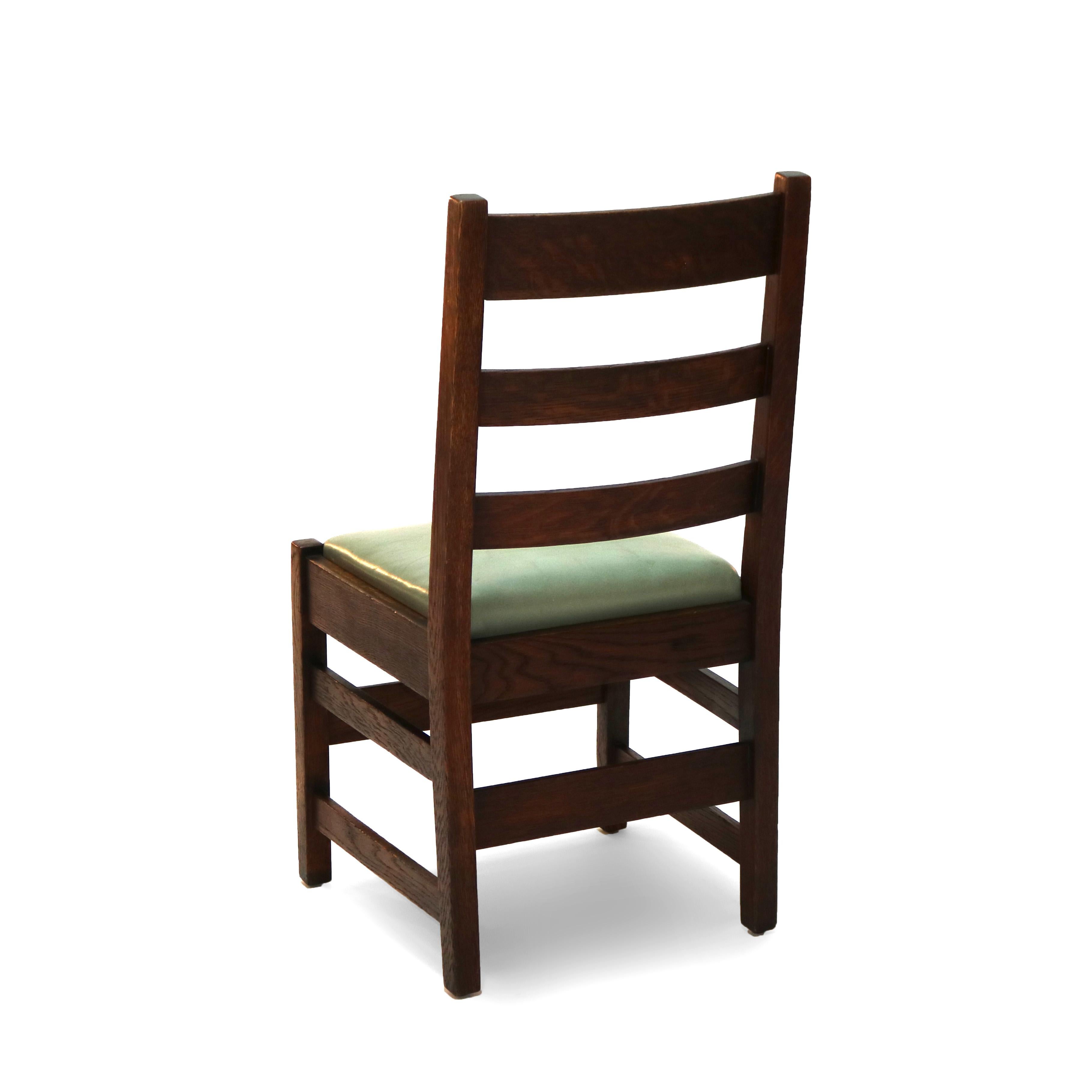 Four Antique L & JG Stickley Arts & Crafts Mission Oak Dining Chairs c1910 1