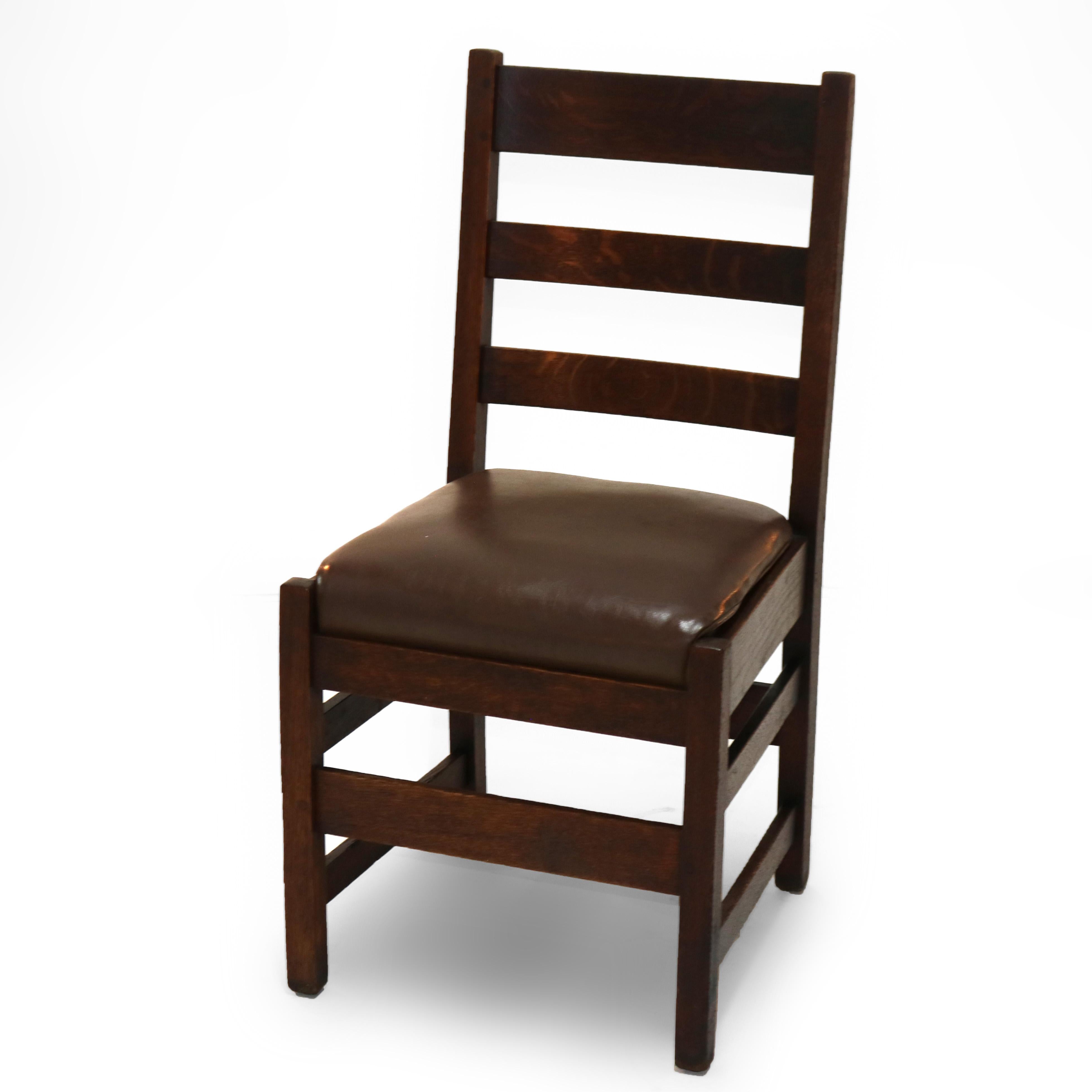 Four Antique L & JG Stickley Arts & Crafts Mission Oak Dining Chairs c1910 2