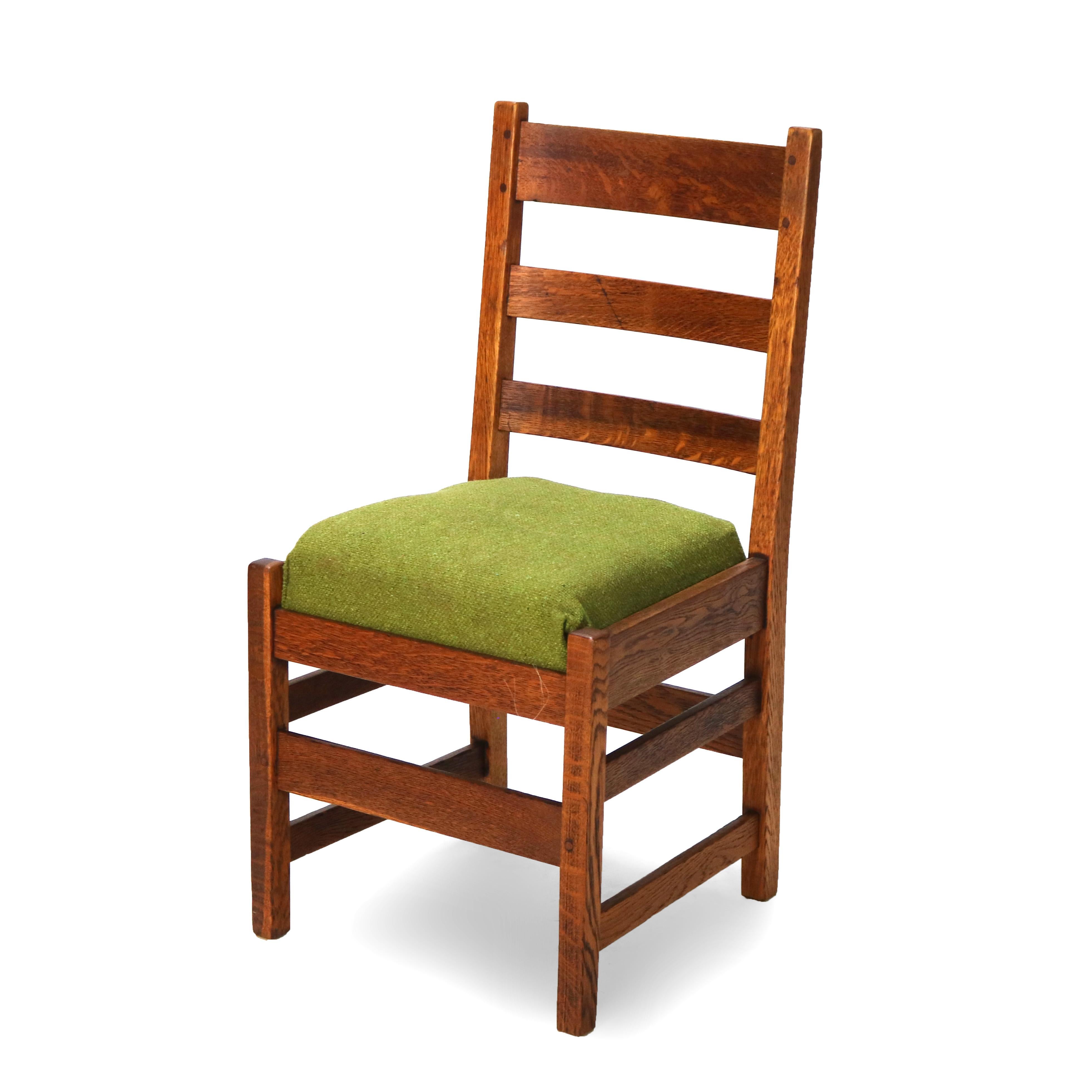 ***Reduced In-House Delivery Rates - Click on “Ask Seller” to Request a Quote***

Four Antique L & JG Stickley Oak Dining Chairs Unsigned C1910.   
Measures- 36