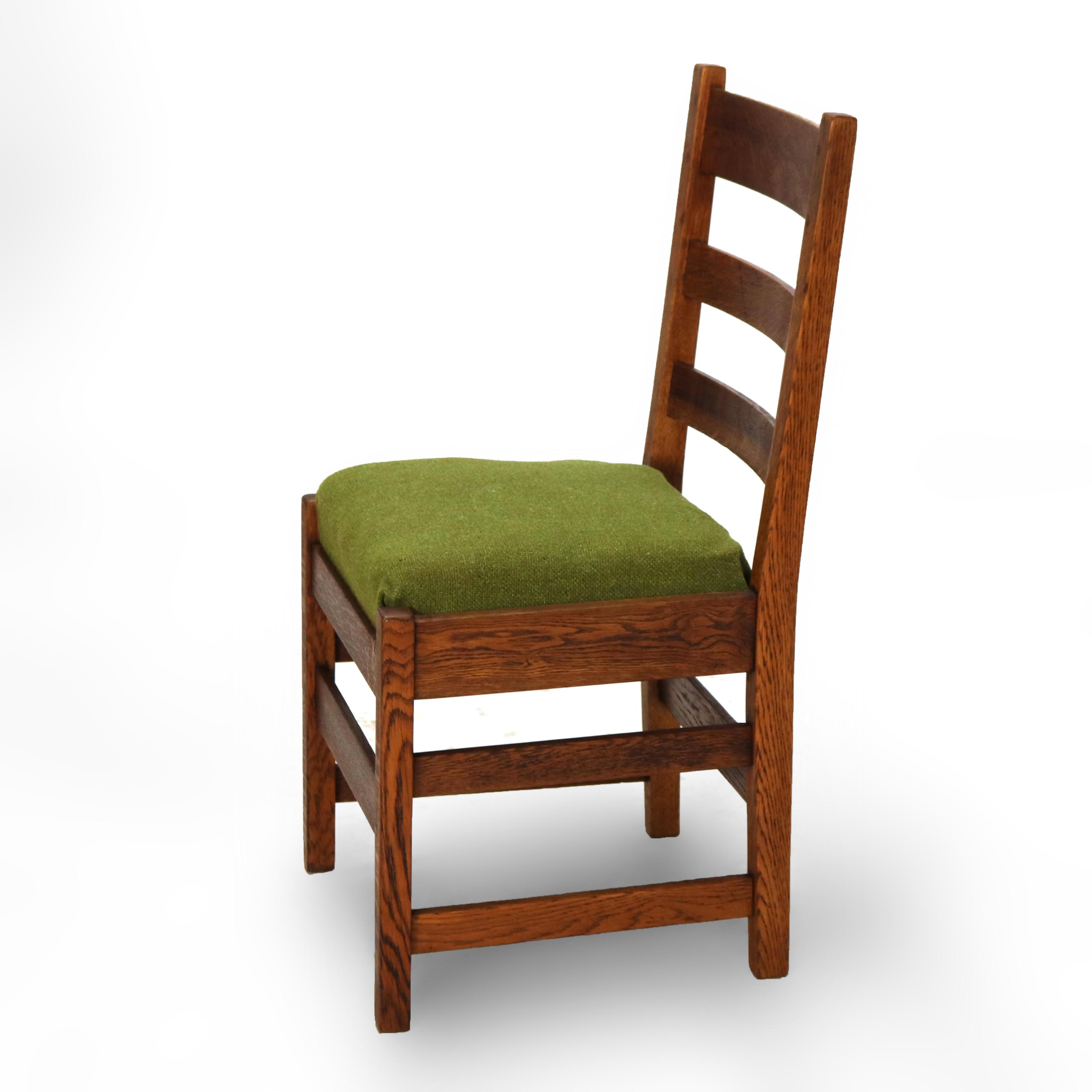 20th Century Four Antique L & JG Stickley Oak Dining Chairs C1910 For Sale