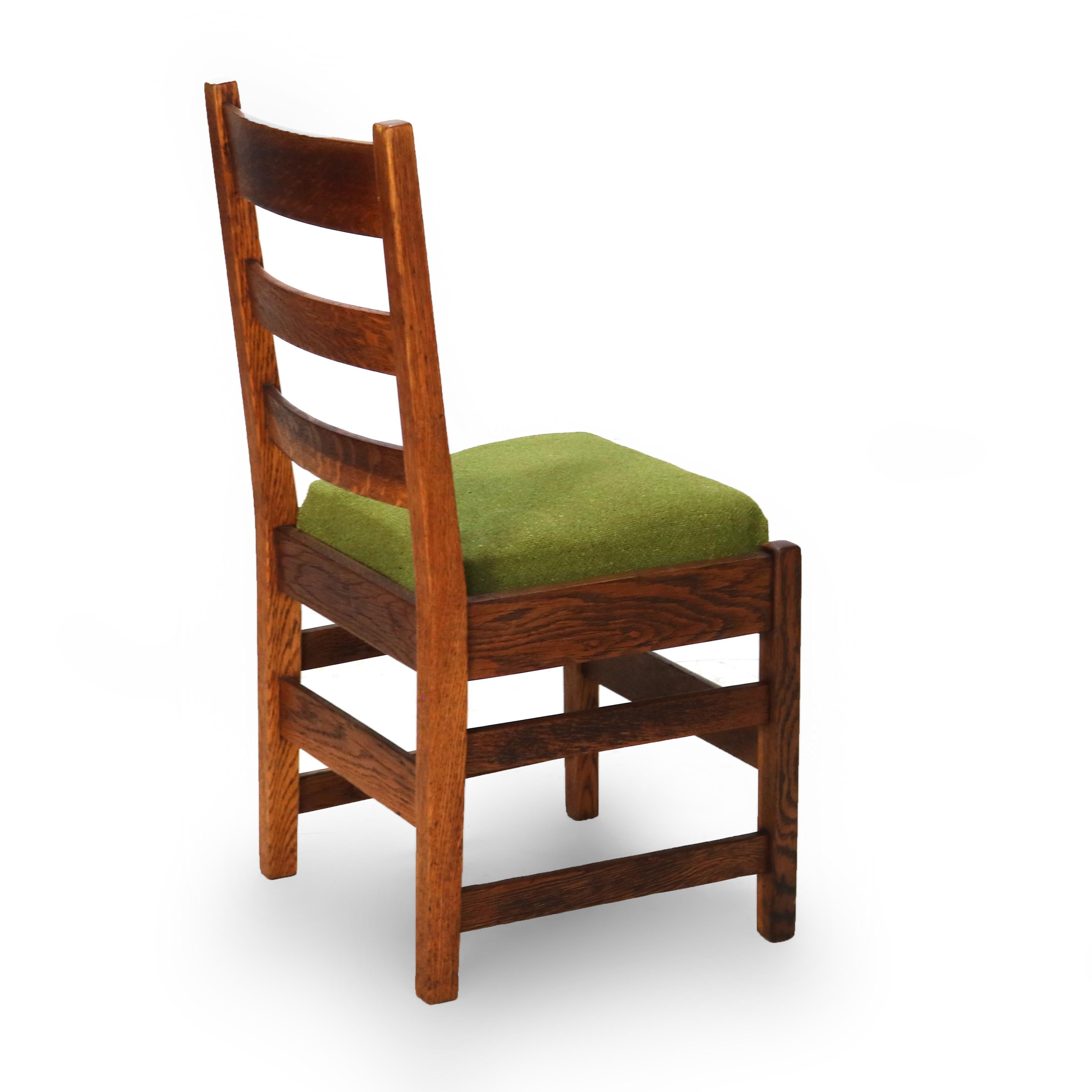 Four Antique L & JG Stickley Oak Dining Chairs C1910 For Sale 1