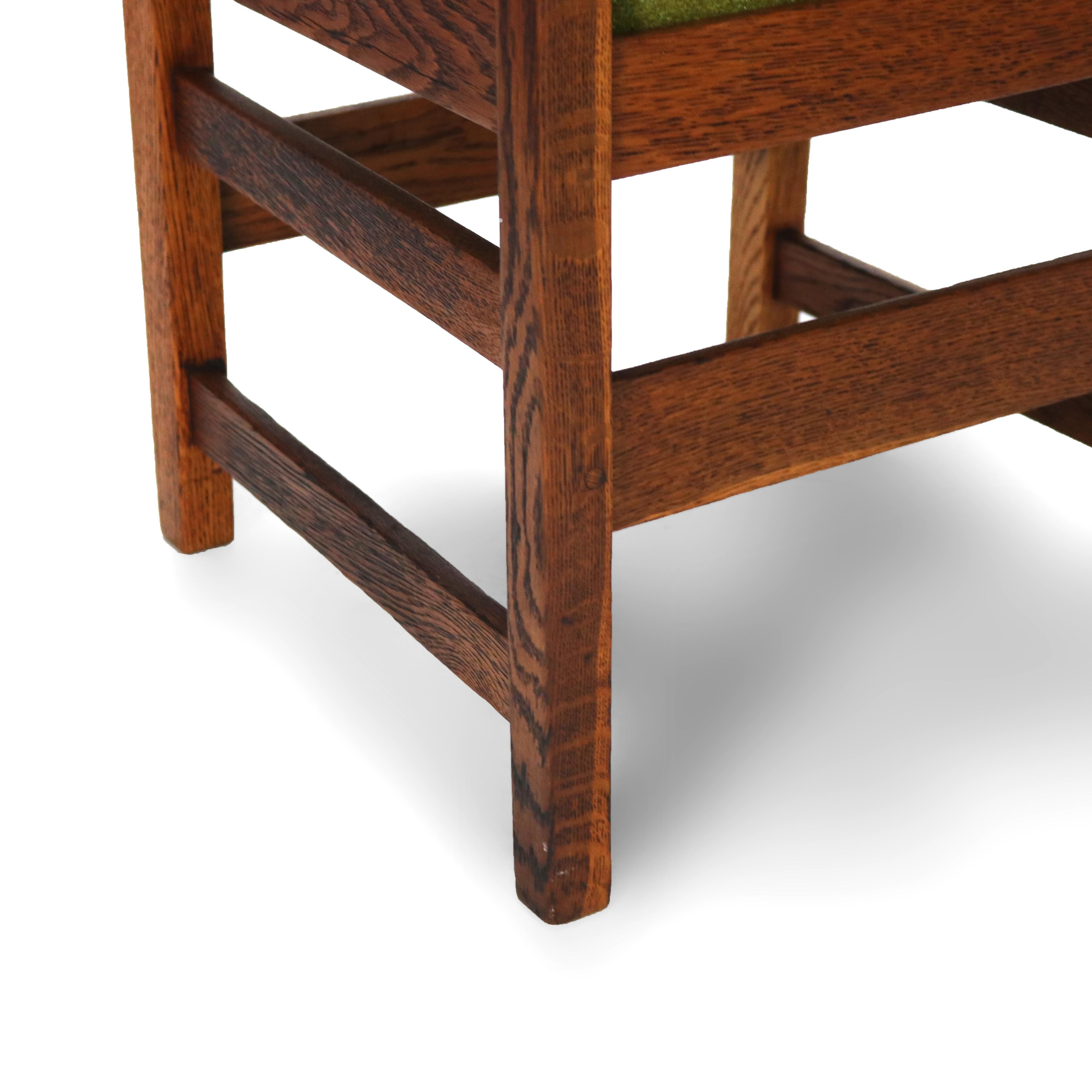 Four Antique L & JG Stickley Oak Dining Chairs C1910 For Sale 5