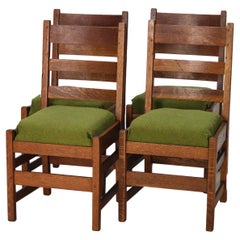 Four Used L & JG Stickley Oak Dining Chairs C1910