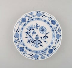 Four Antique Meissen "Blue Onion" Lunch Plates in Hand Painted Porcelain