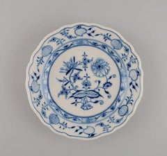 Four Antique Meissen Blue Onion Plates in Hand-Painted Porcelain, Approx. 1900