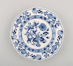 Four Antique Meissen "Blue Onion" Plates in Hand Painted Porcelain