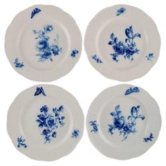 Four Antique Meissen Dinner Plates in Hand-Painted Porcelain