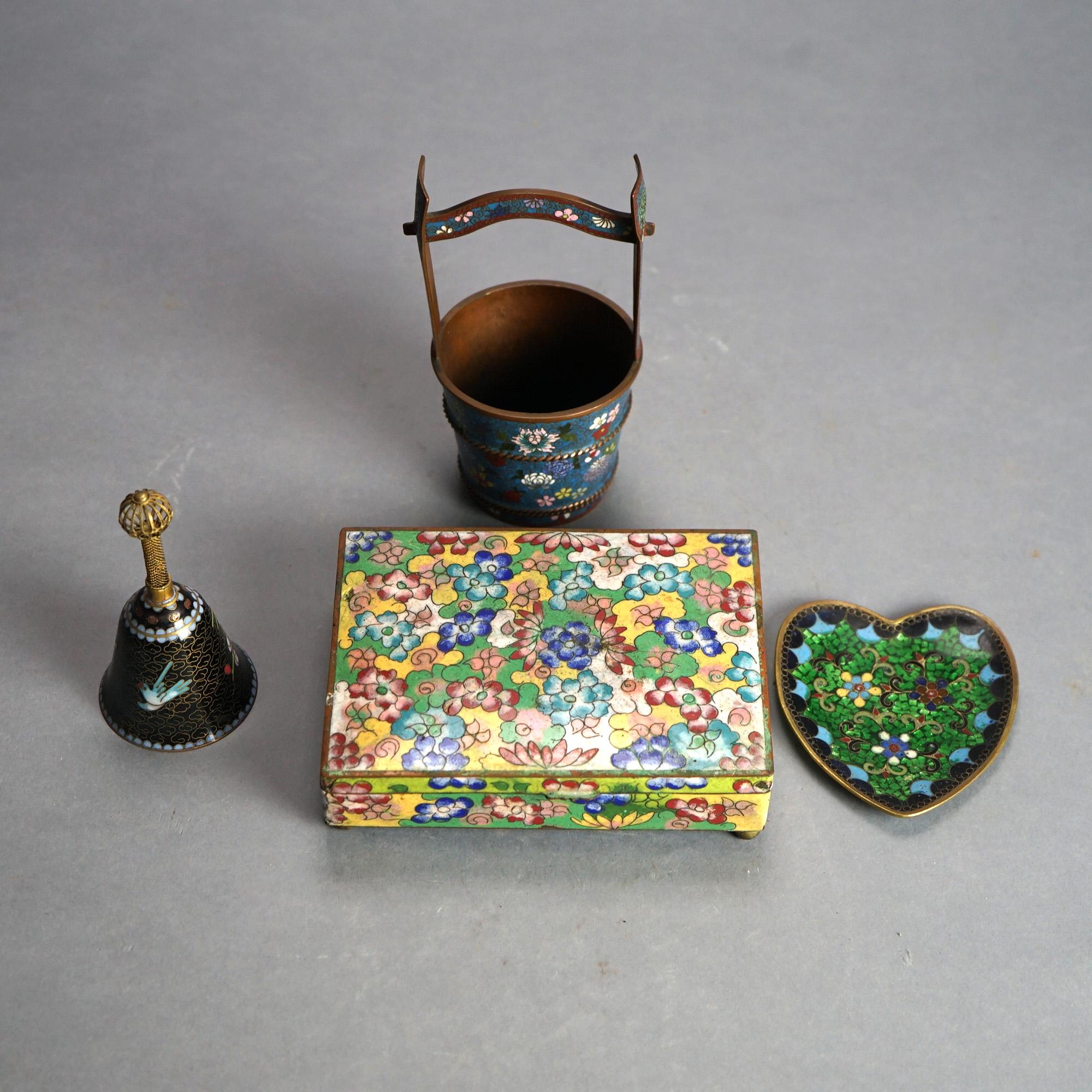 Four Antique Miscellaneous Chinese Cloisonne Enameled Items C1920 In Good Condition For Sale In Big Flats, NY