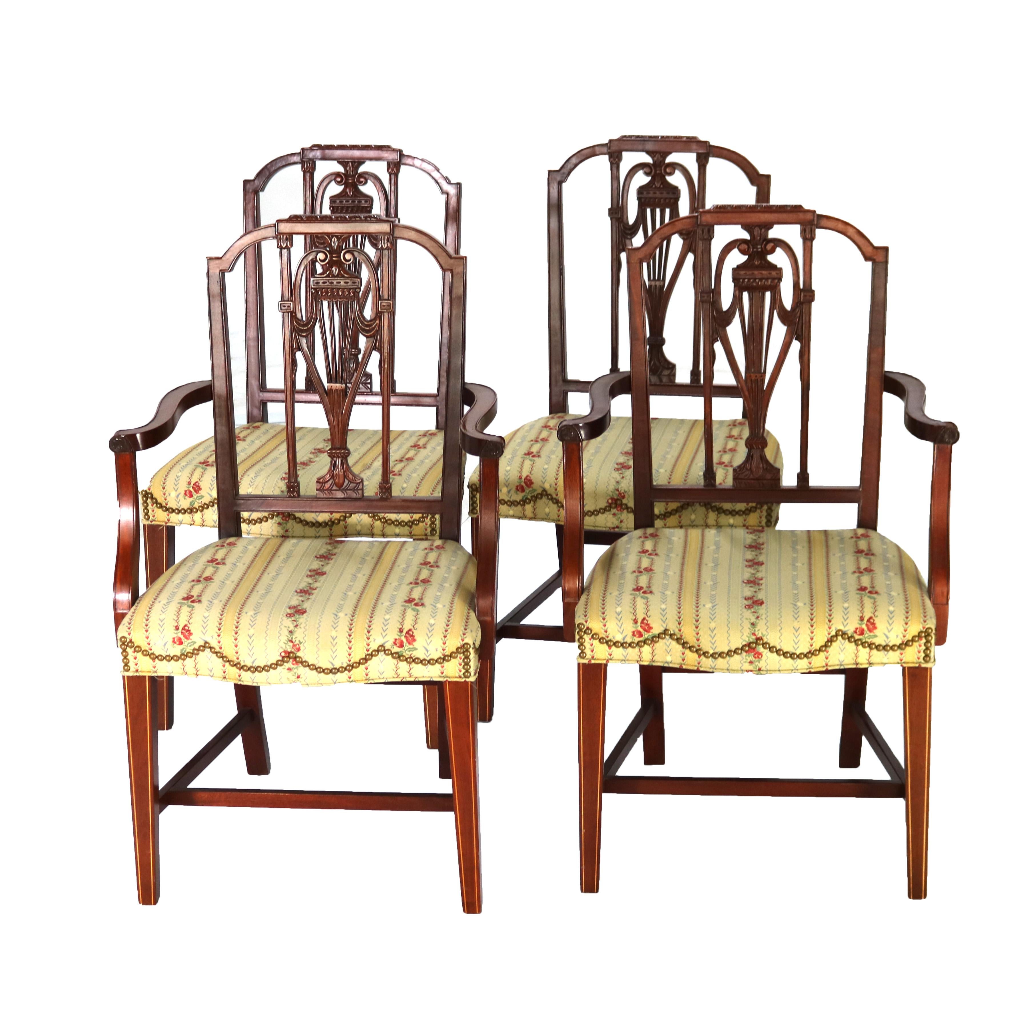 ***Reduced In-House Delivery Rates - Click on “Ask Seller” to Request a Quote***

Four Antique Mt. Vernon Hickory Chair Co Hepplewhite Mahogany Shield Back Chairs c1930

Measures - 38