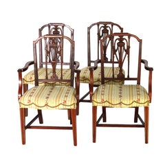 Four Antique Mt. Vernon Hickory Chair Co Hepplewhite Mahogany Shield Back Chairs