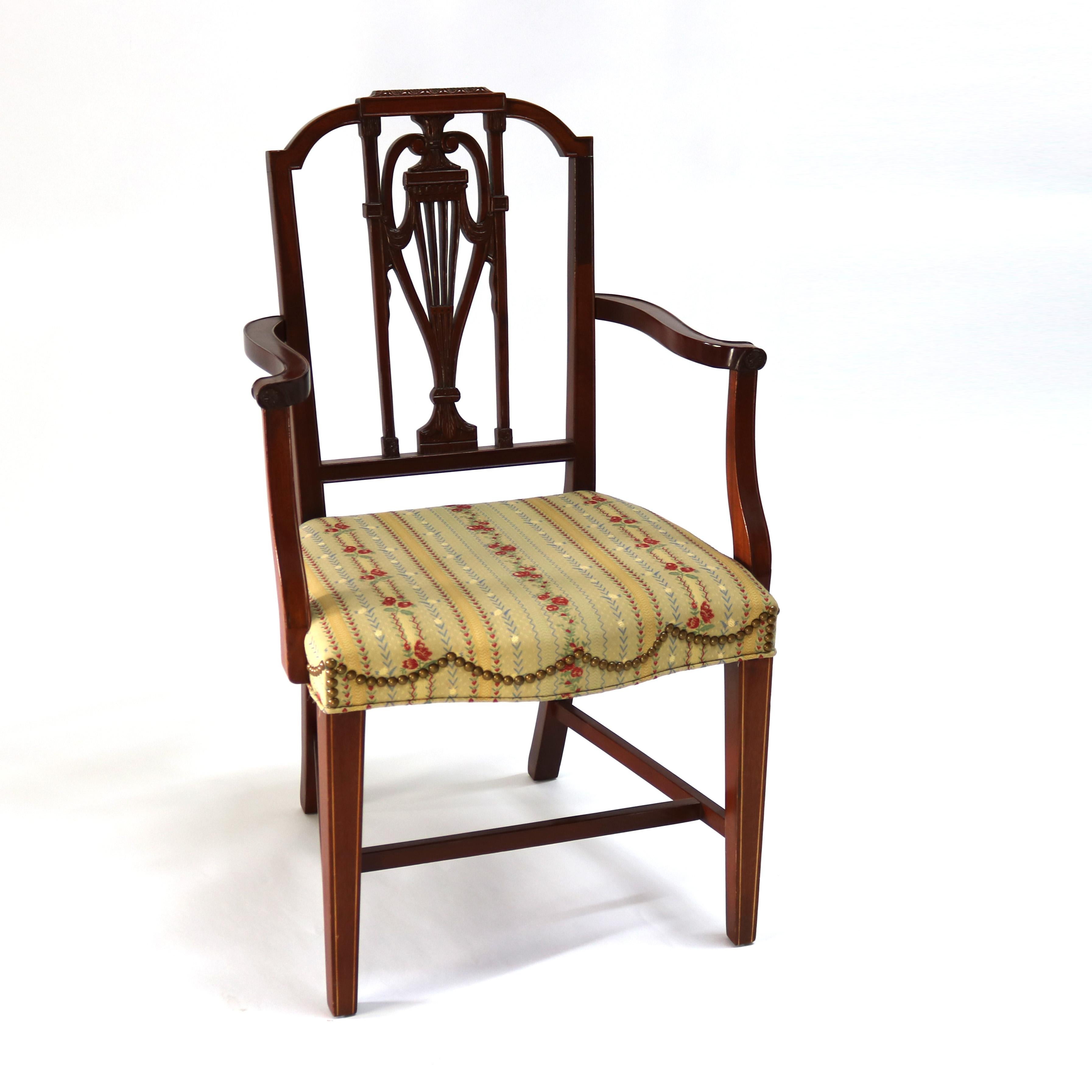 20th Century Four Antique Mt. Vernon Hickory Chair Co Hepplewhite Mahogany Shield Back Chairs For Sale